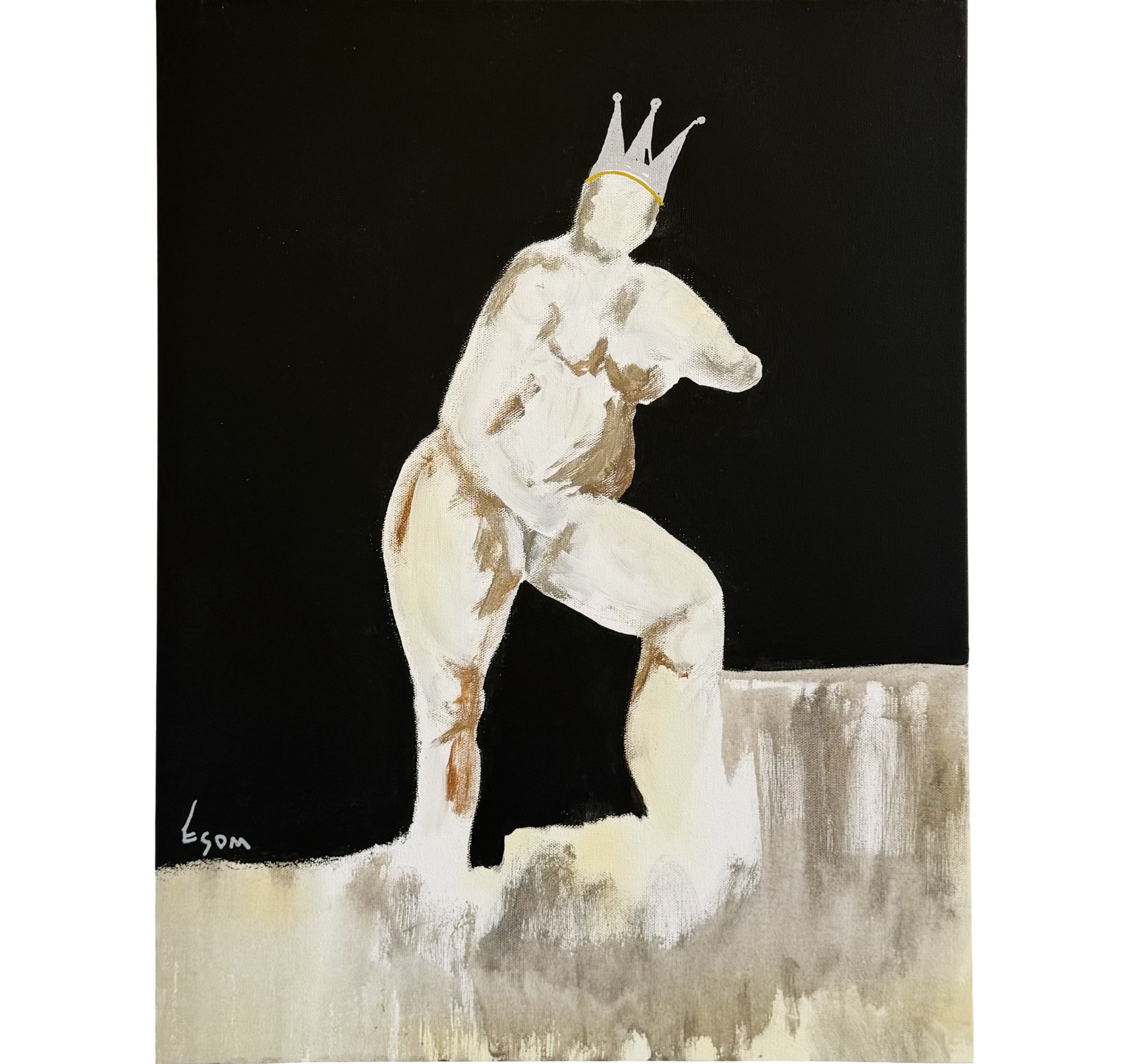 7. "Nude Angel Figure, Ascending with Silver Crown" Tony Mose | 18" x 24" | $1200