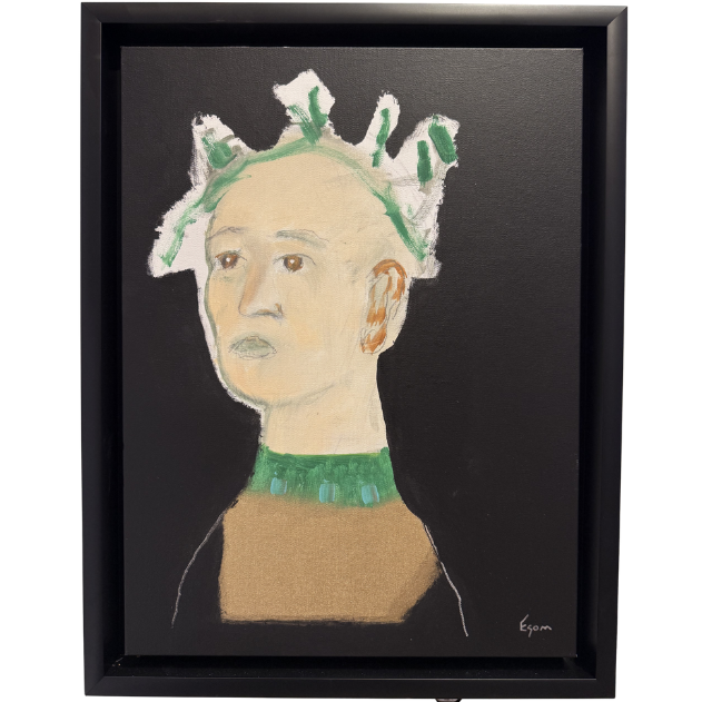 29. "Figure with Leafy Crown and Tan Cloak" Tony Mose | 18" x 24"; Frame: 21" x 27" | $1800