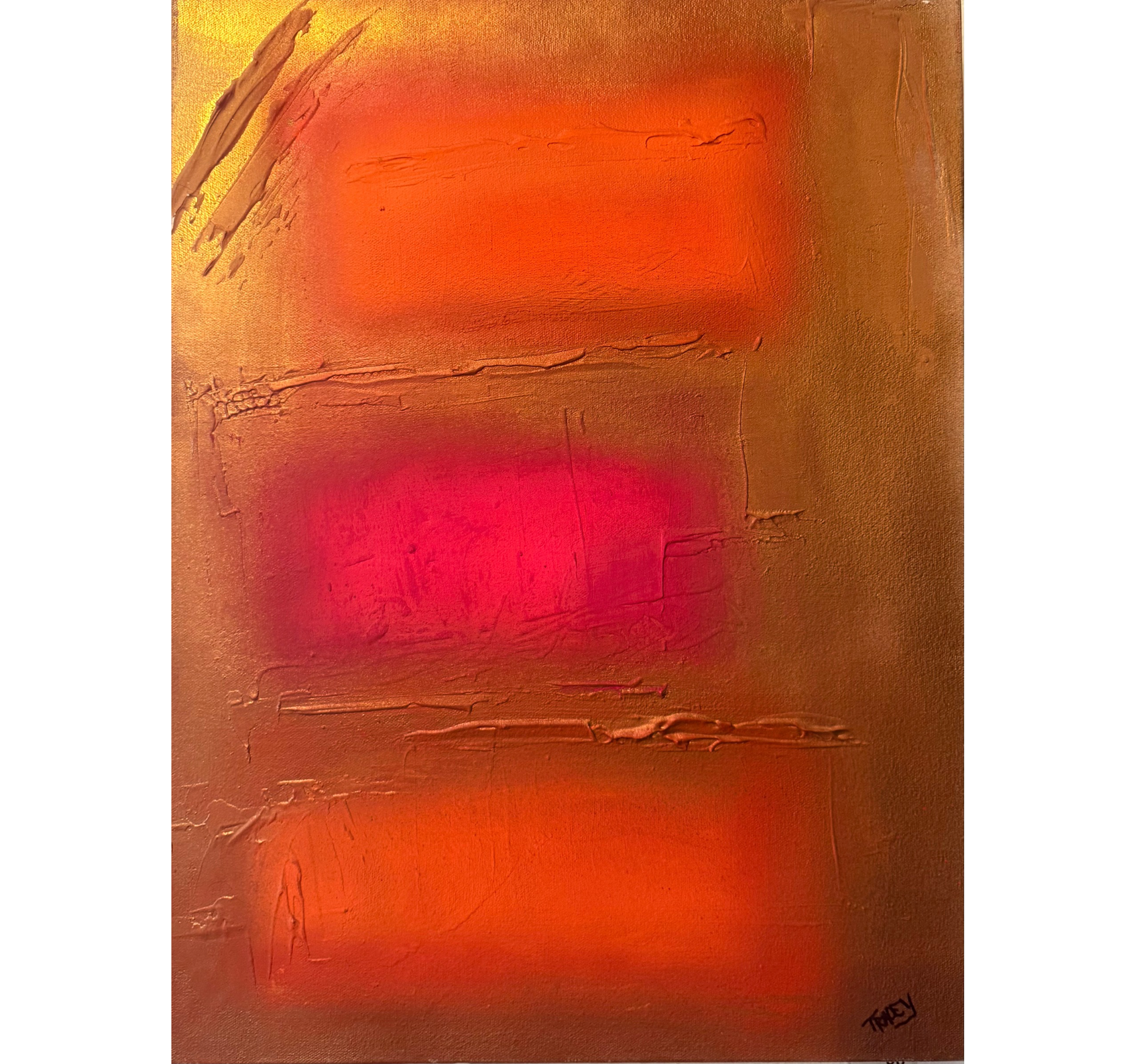 98A. “Cargo Containers in Pink and Orange” Tracey Mose | 18” x 24” | $1000
