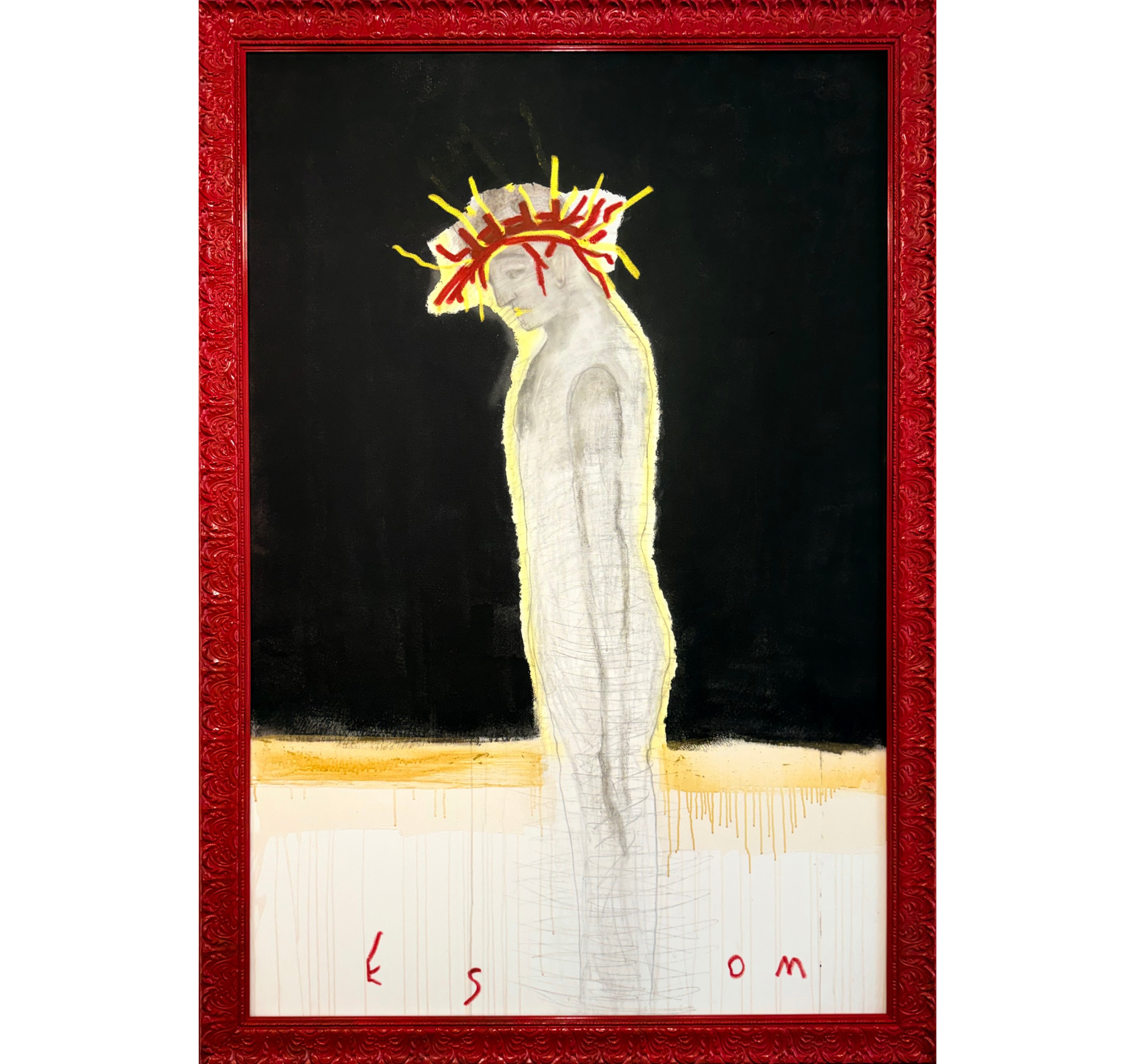 62. "Jesus with Red Thorn Crown" Tony Mose | 48" x 72"; Frame: 54” x 78” | $9500
