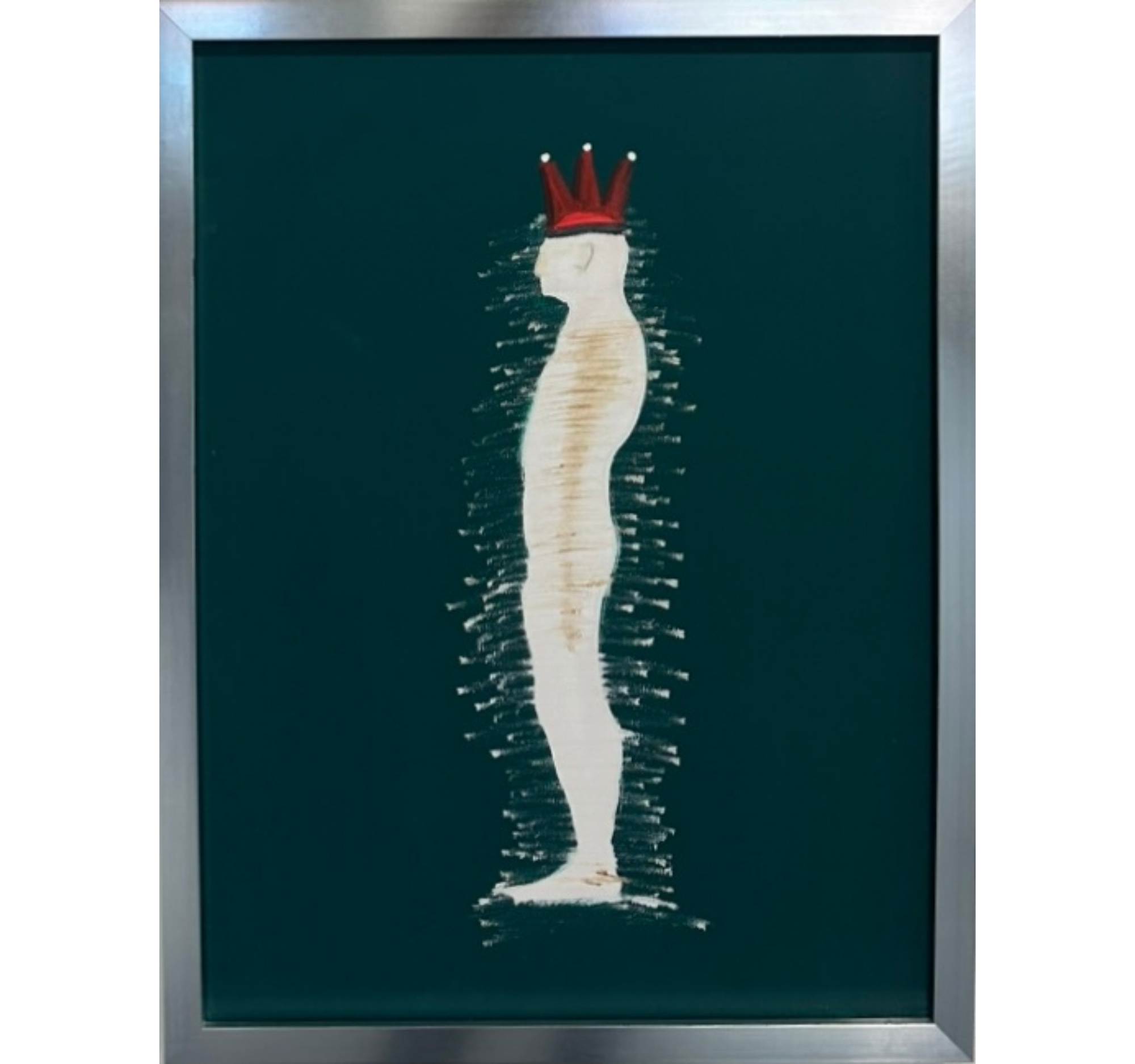 54. "UE Coronation Silhouette King on Phthalo Green" ESOM x Tracey | 18" x 24"; Frame: 19.5" x 25.5" | $1660