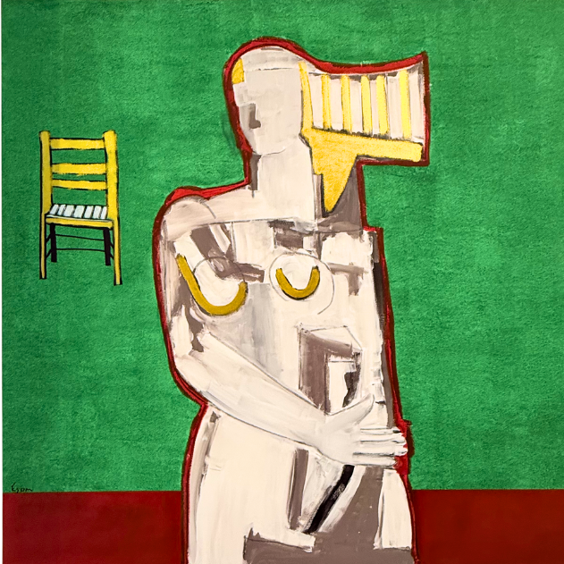 20. "Silver Angel Figure on Green with Chair" Tony Mose | 48" x 48" | $5184