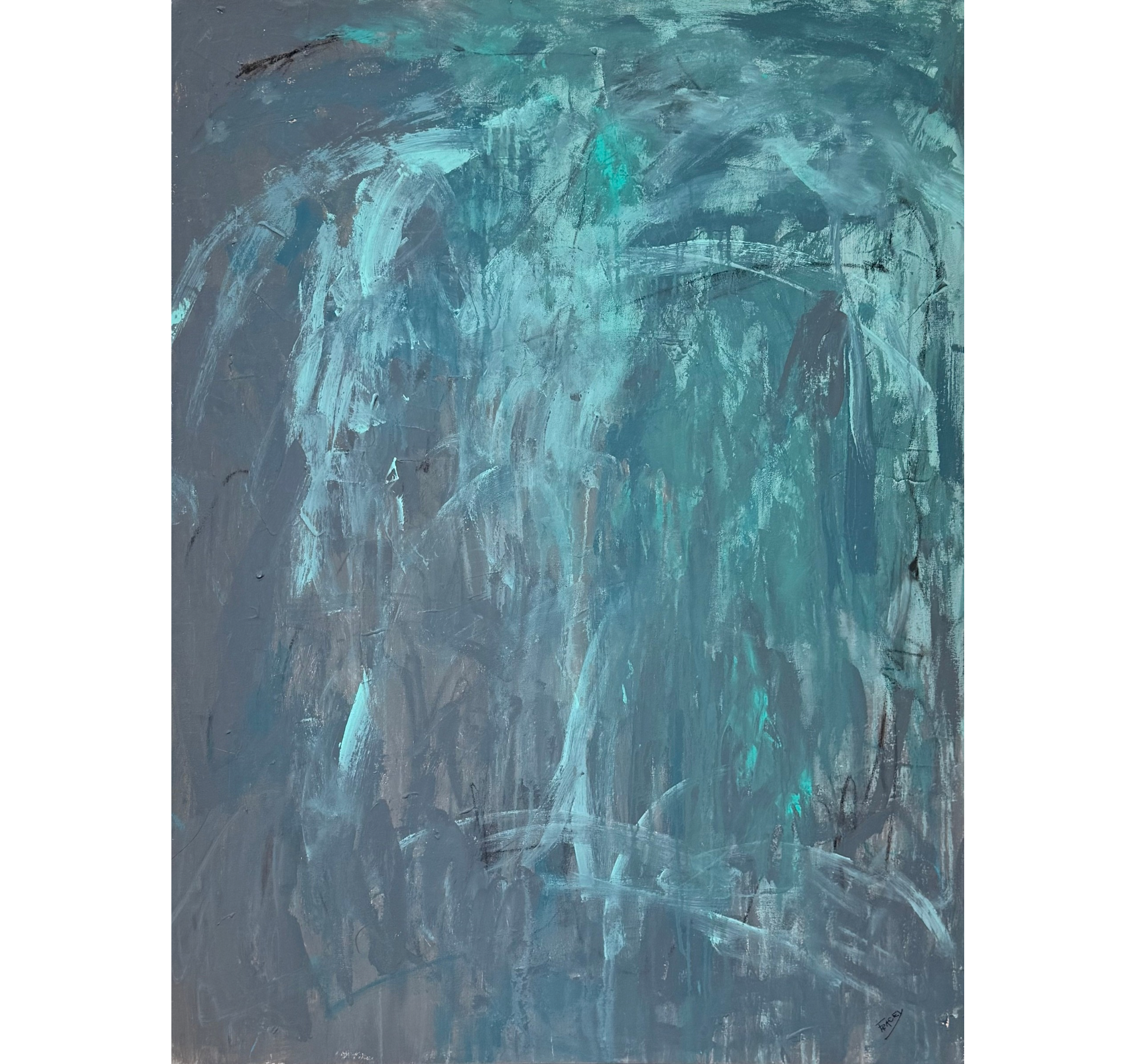 "Grey Area in Turquoise" Tracey Mose | 36" x 48" | $3100