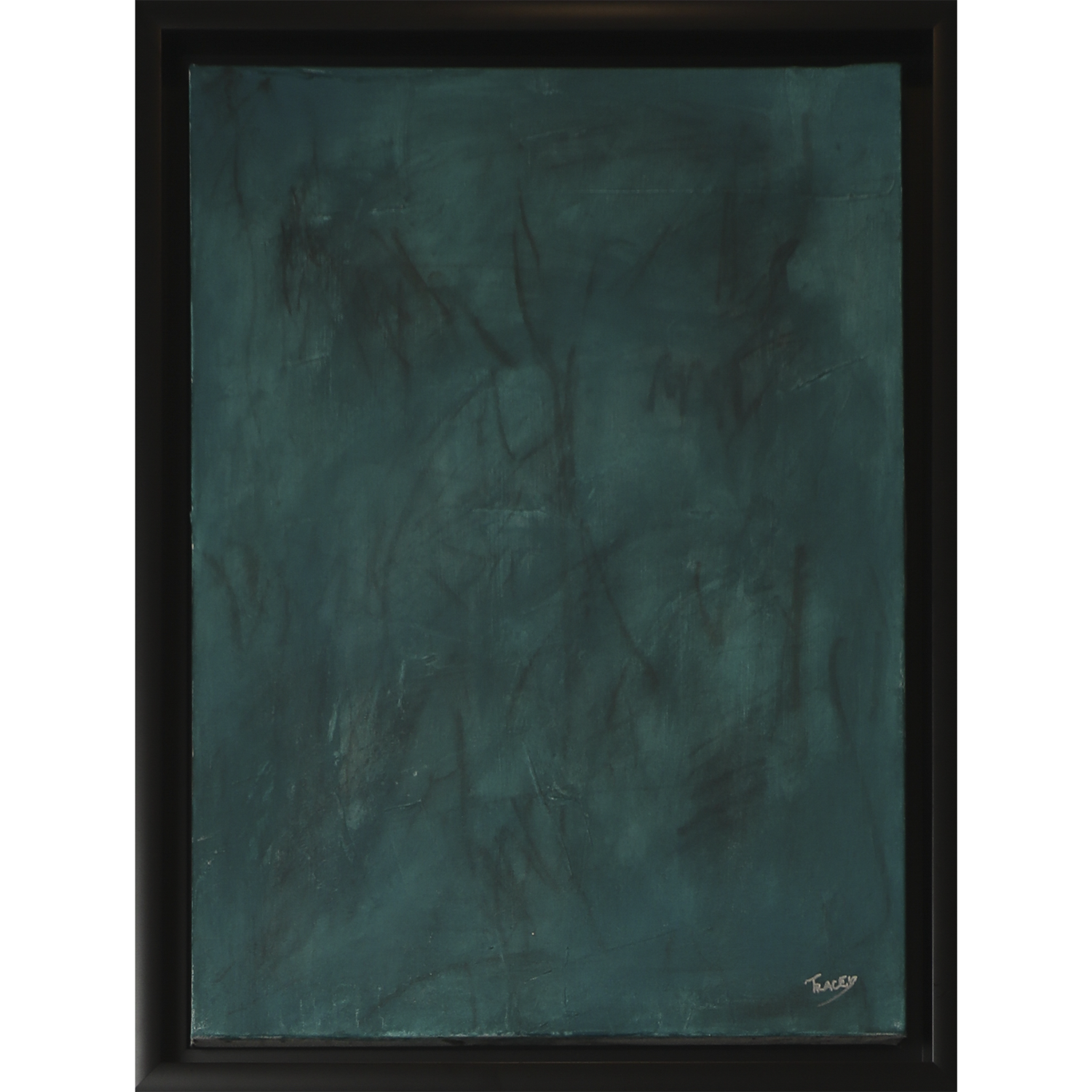 40. "Grey Area in Turquoise" Tracey Mose | 18" x 24"; Frame: 21" x 27" | $1360