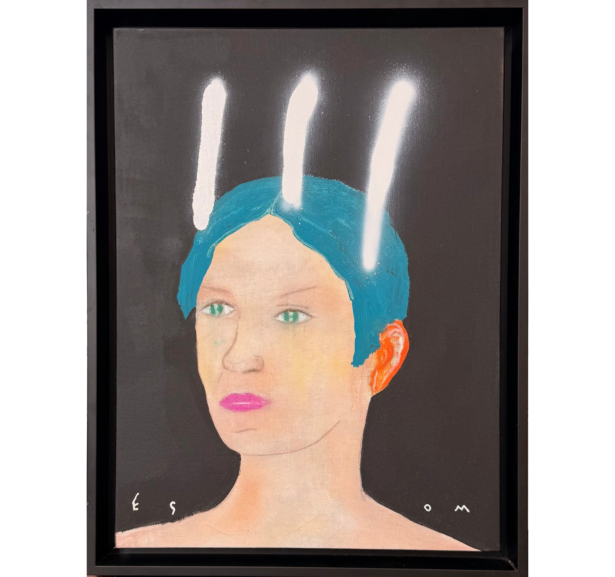 "Figure with Cerulean Hair" Tony Mose | 18" x 24"; Frame: 20" x 26" | $1600