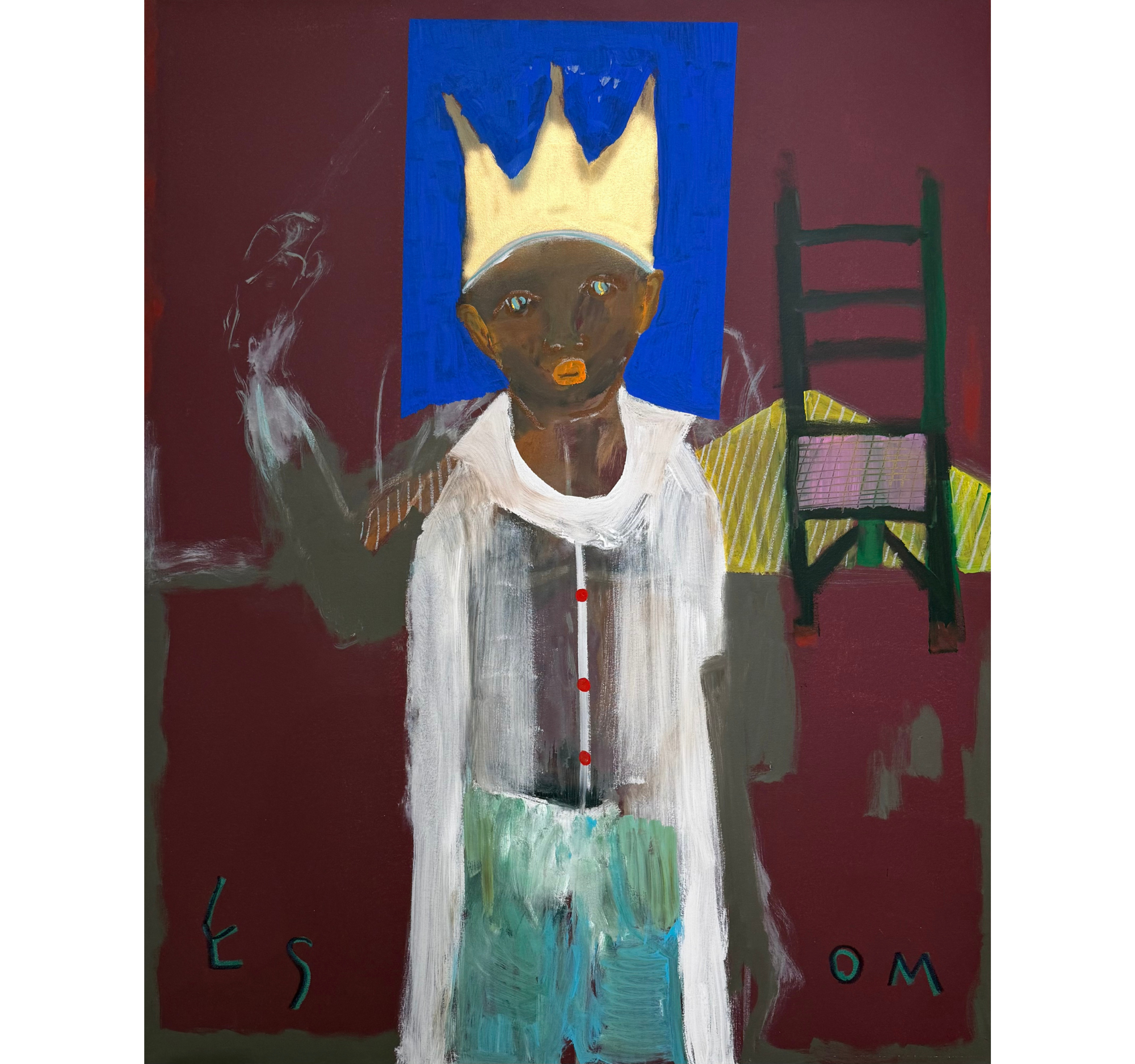 "KING WITH WHITE CLOAK AND BLACK CHAIR"  •  48 x 60