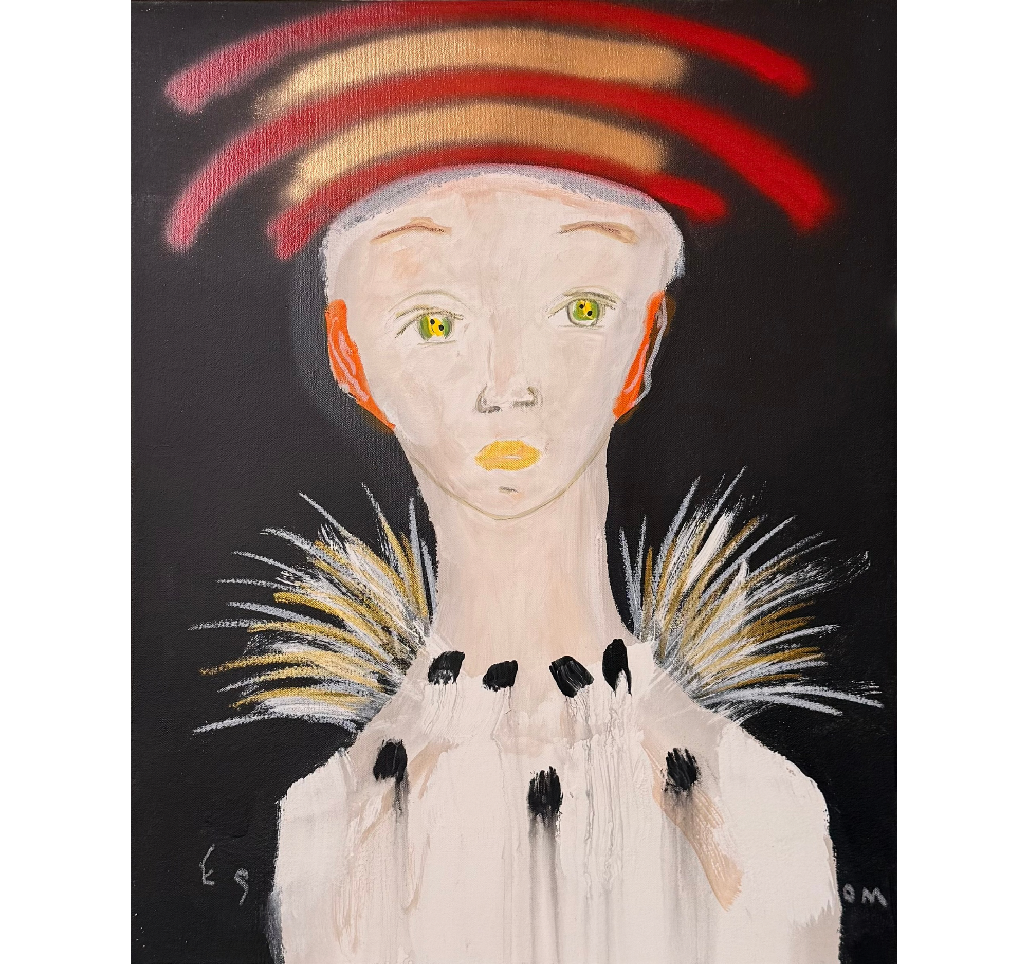 "Figure with a Feather Collar" Tony Mose | 24" x 30" | $1700