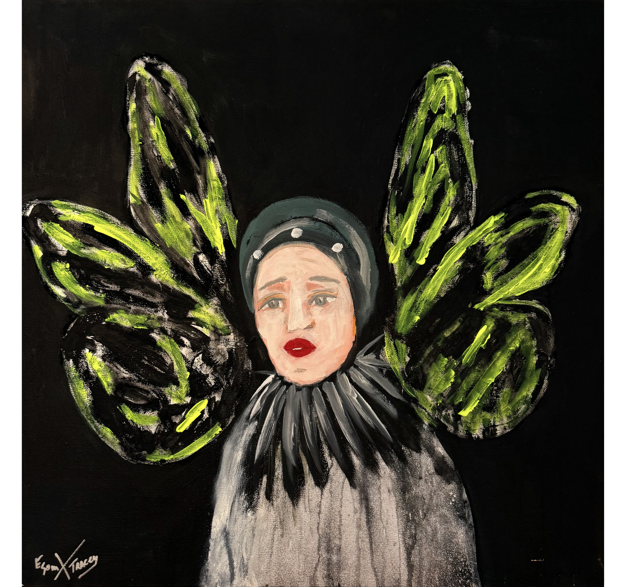 44. "Butterfly Girl on Black" ESOM x Tracey | 24" x 24" | $1296