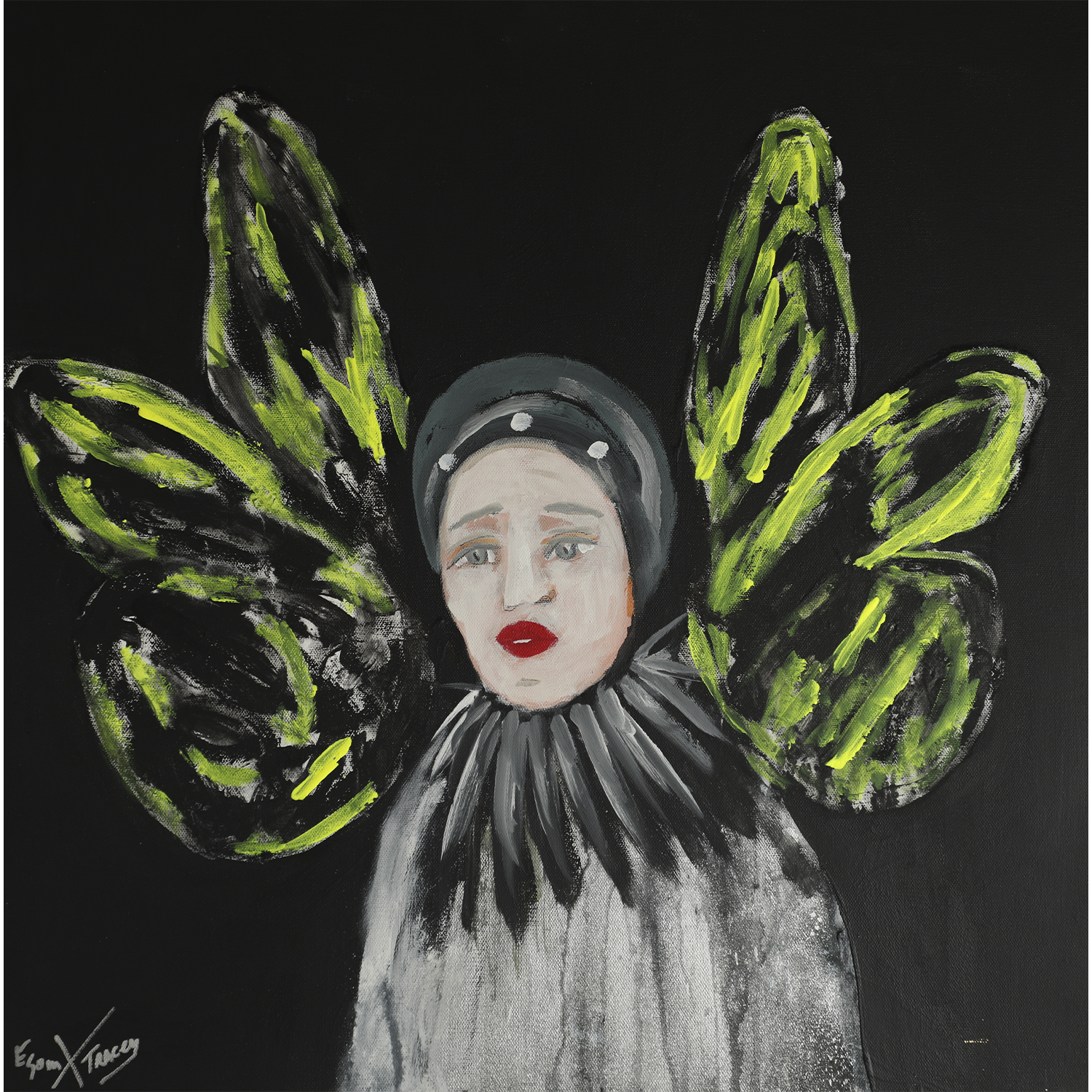 "Butterfly Girl on Black" • 24 x 24