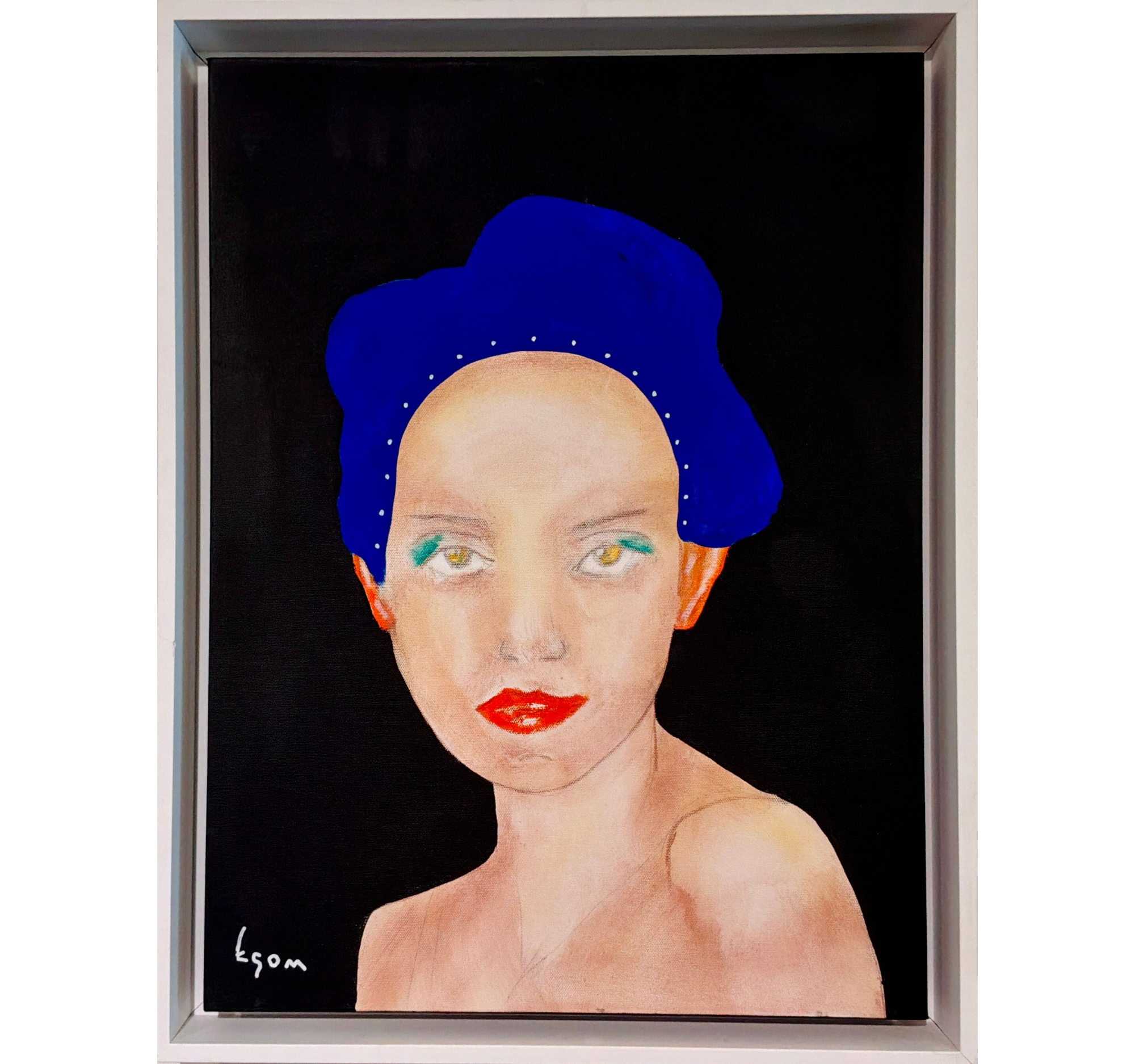 78. “Figure with Blue Hair” Tony Mose | 18” x24”;  Frame 20” x 26” | $1800