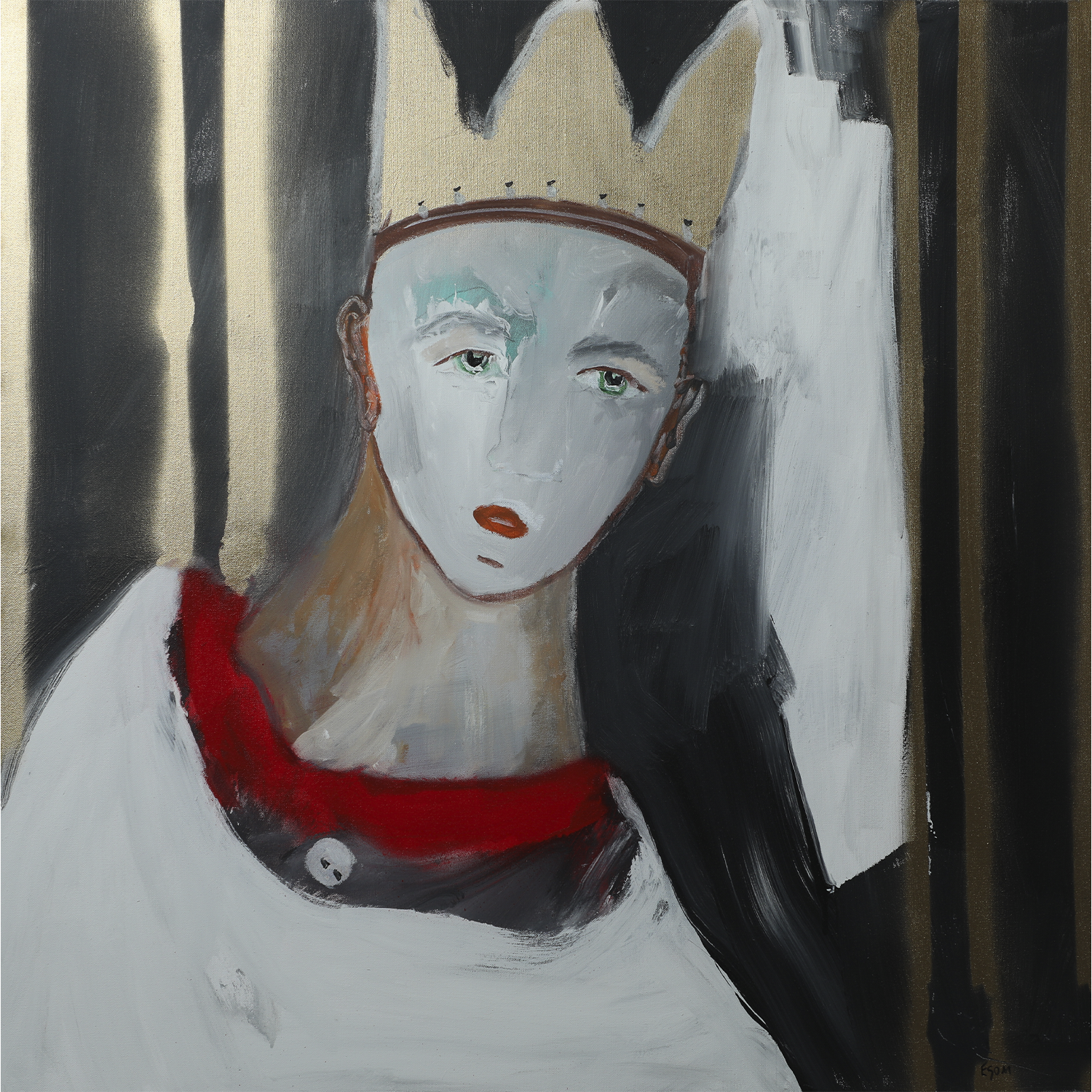 "Figure with Red Collar and Gold Crown" • 36 x 36