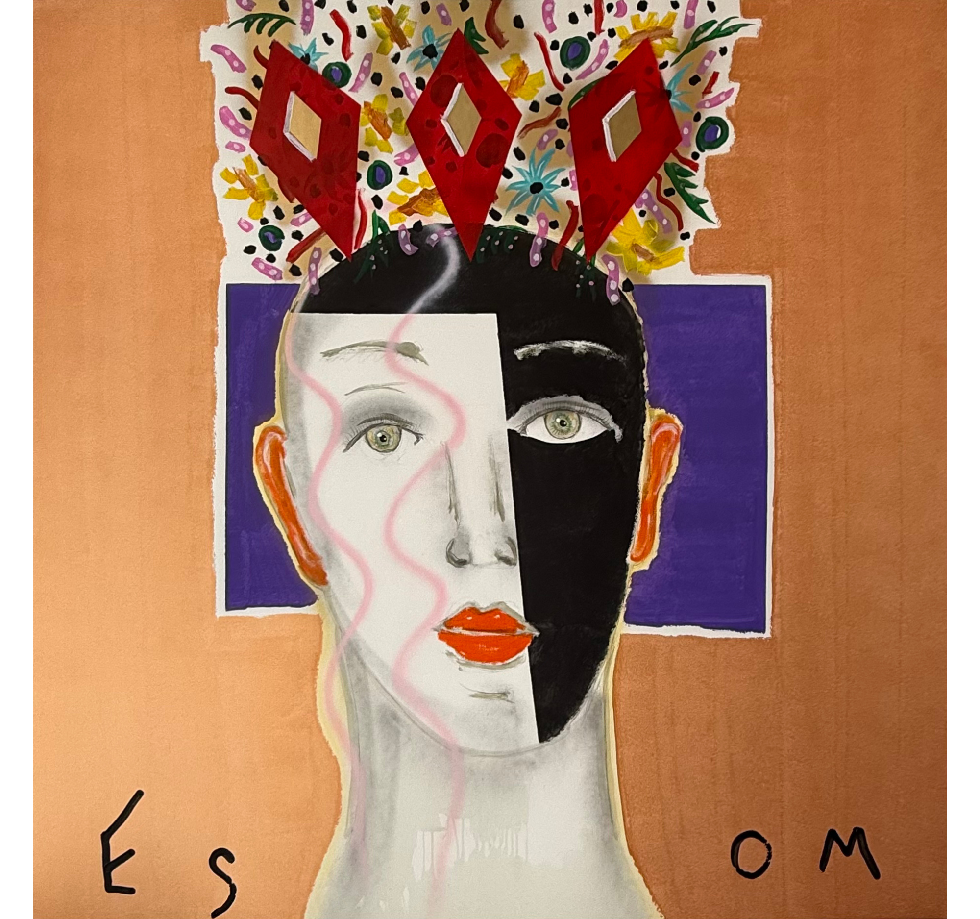 “Figure with Floral Crown and Copper Background” Tony Mose | 72” x 72” | $11,700