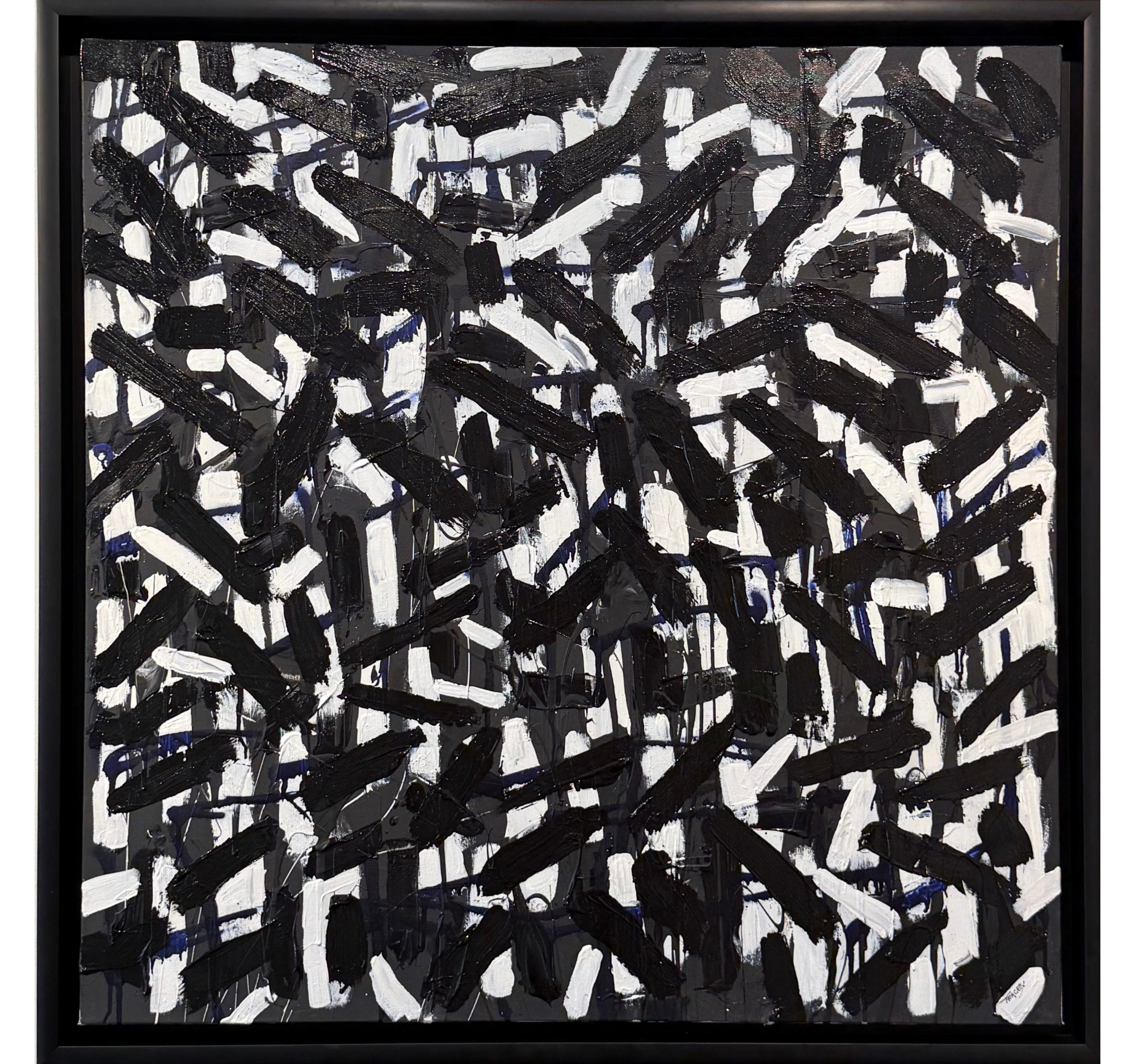67. "Under the CCC in Black and Blue" Tracey Mose | 36" x 36"; Frame: 39” x 39” | $3400
