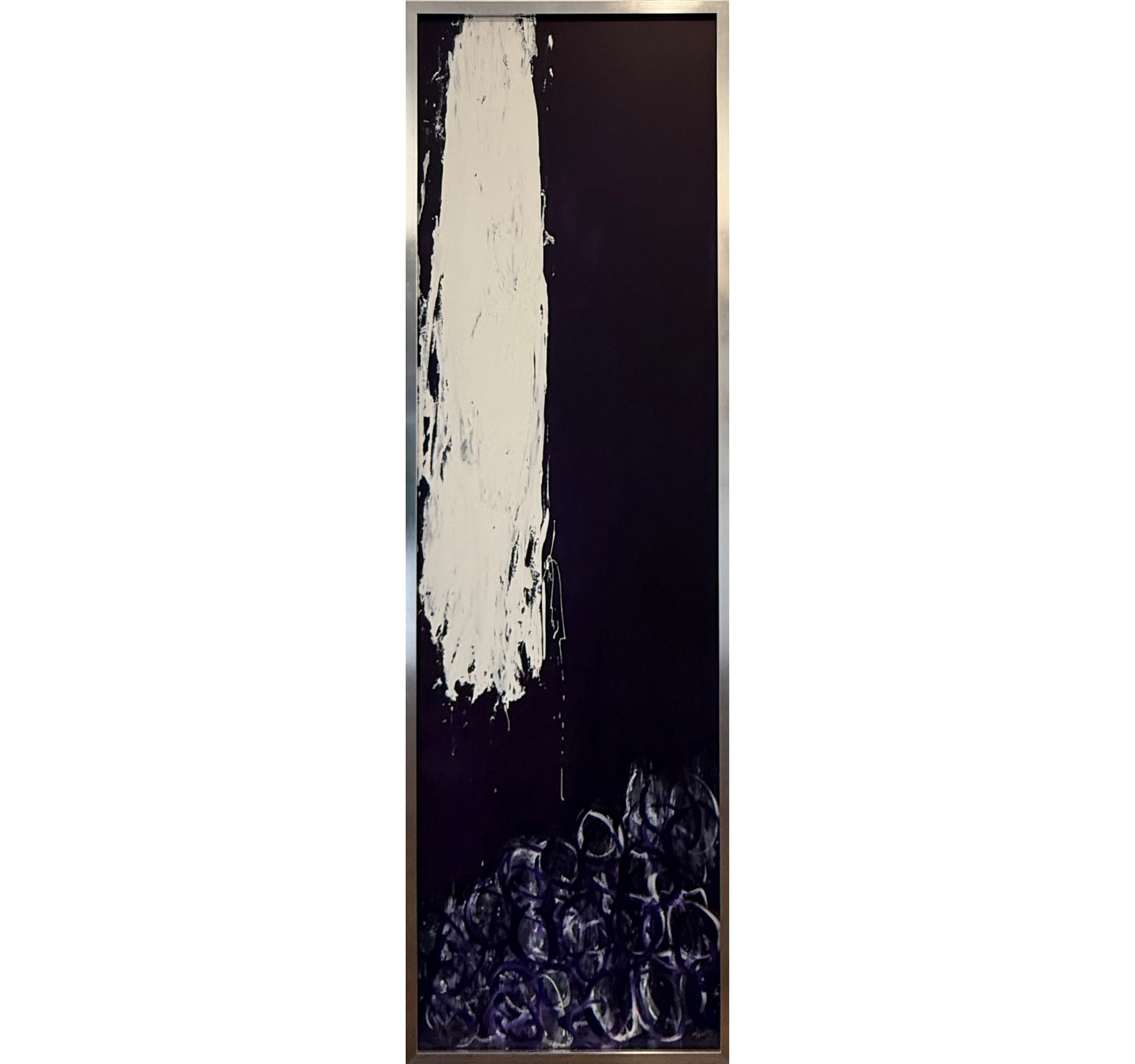 33. “Above the Judgement” Tracey Mose | 24” x 80”; Frame: 25.5” x 81.5” | $3800