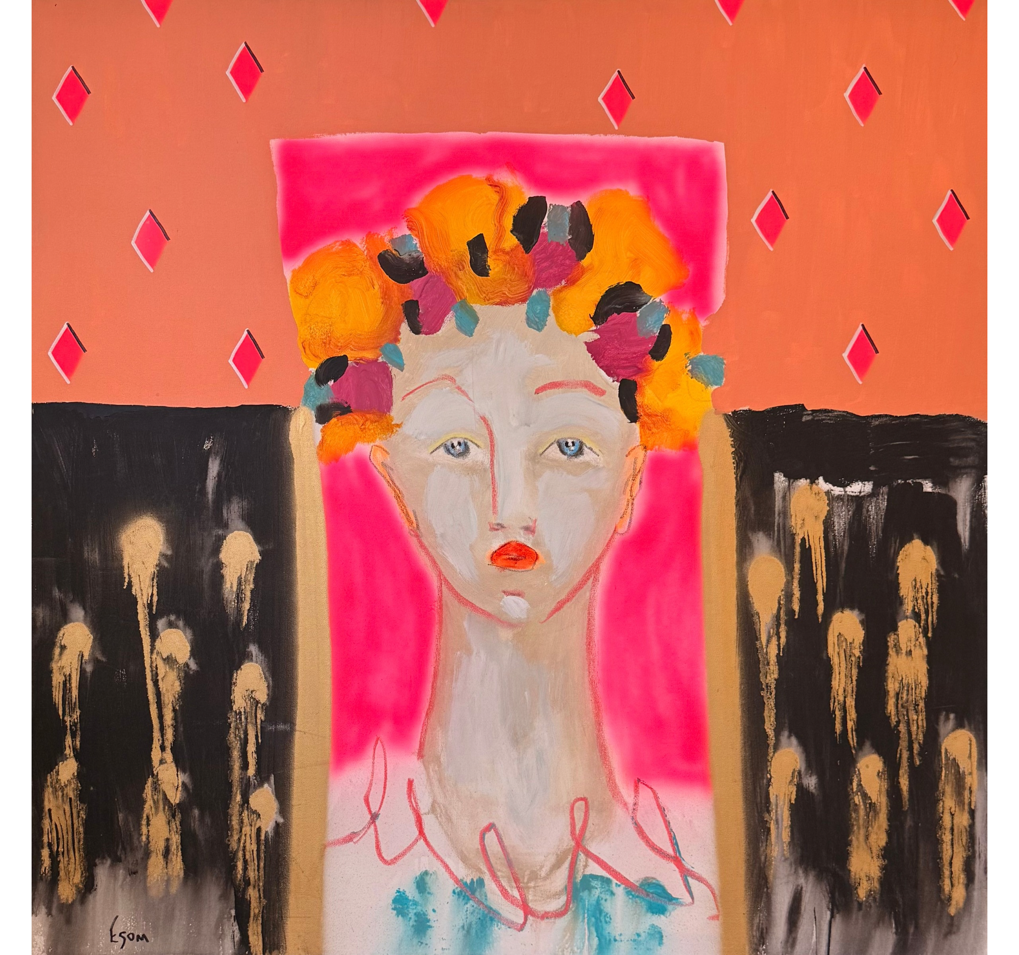 "Figure with Diamonds" Tony Mose | 48" x 48" | $5200
