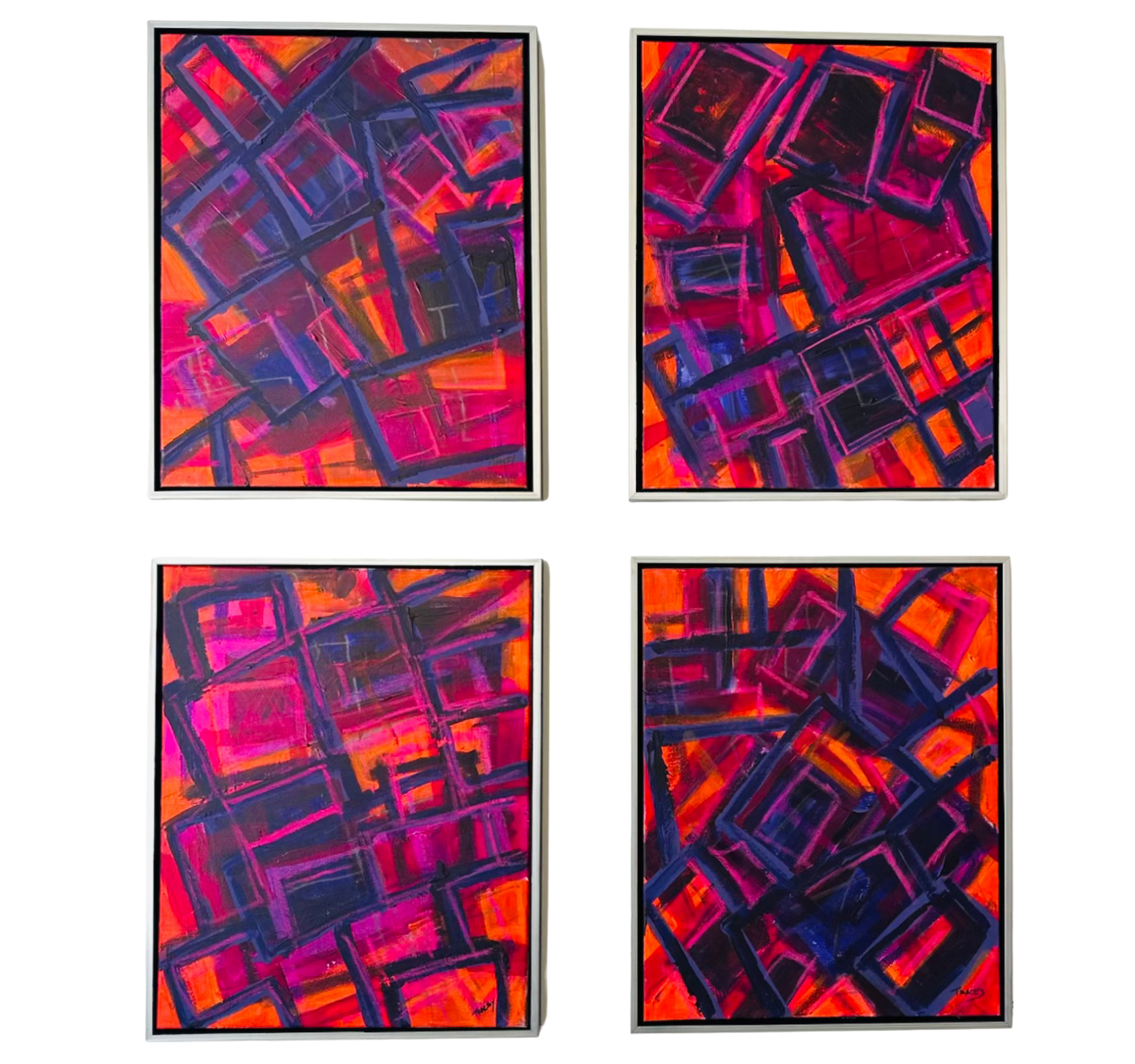 124. “Cargo Container Smalls in Pink and Orange” Tracey Mose | 16” x 20”; Frame 16.75” x 20.75” | $1500 Each