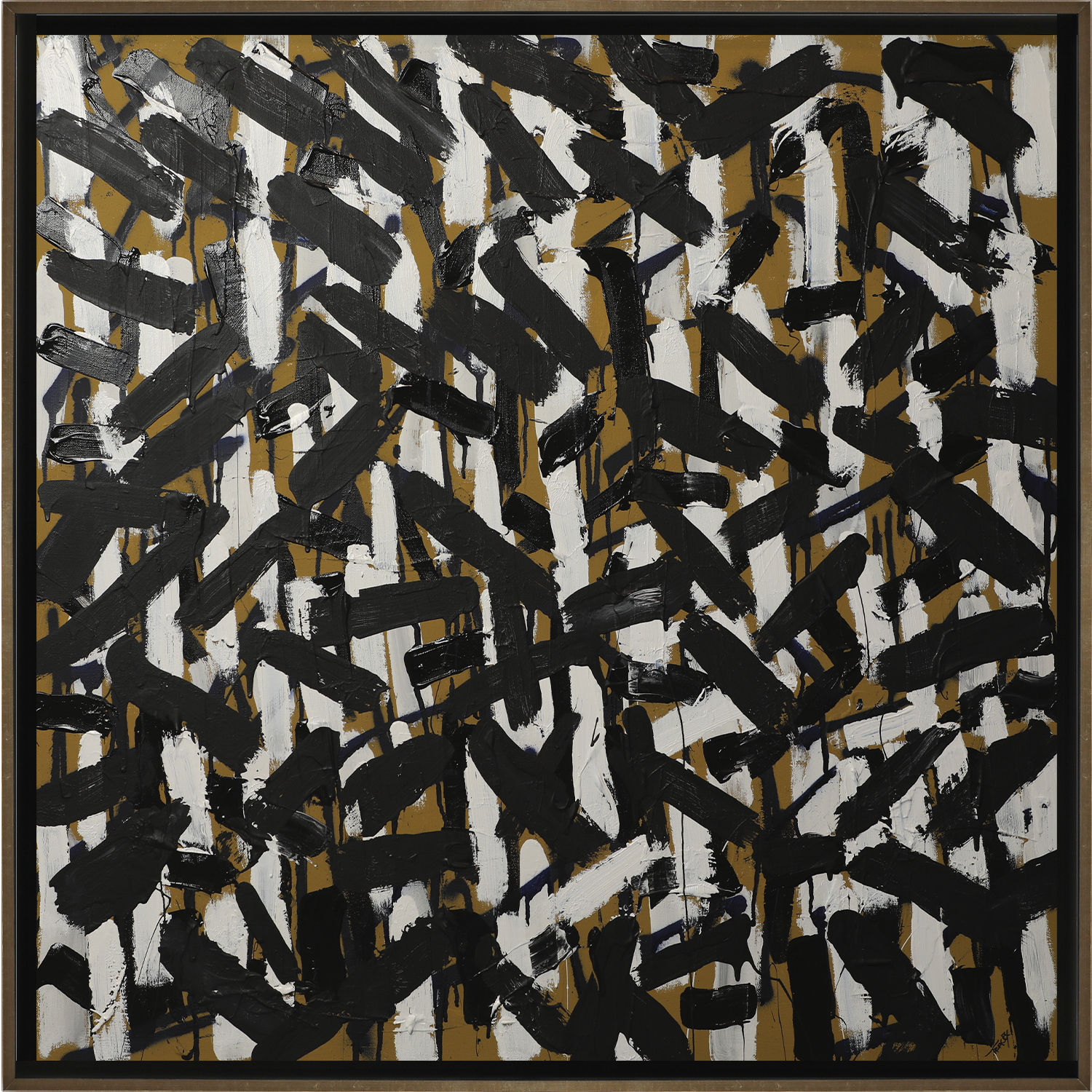 "CCC in Black and Gold" • 38 x 38  [ Framed ]