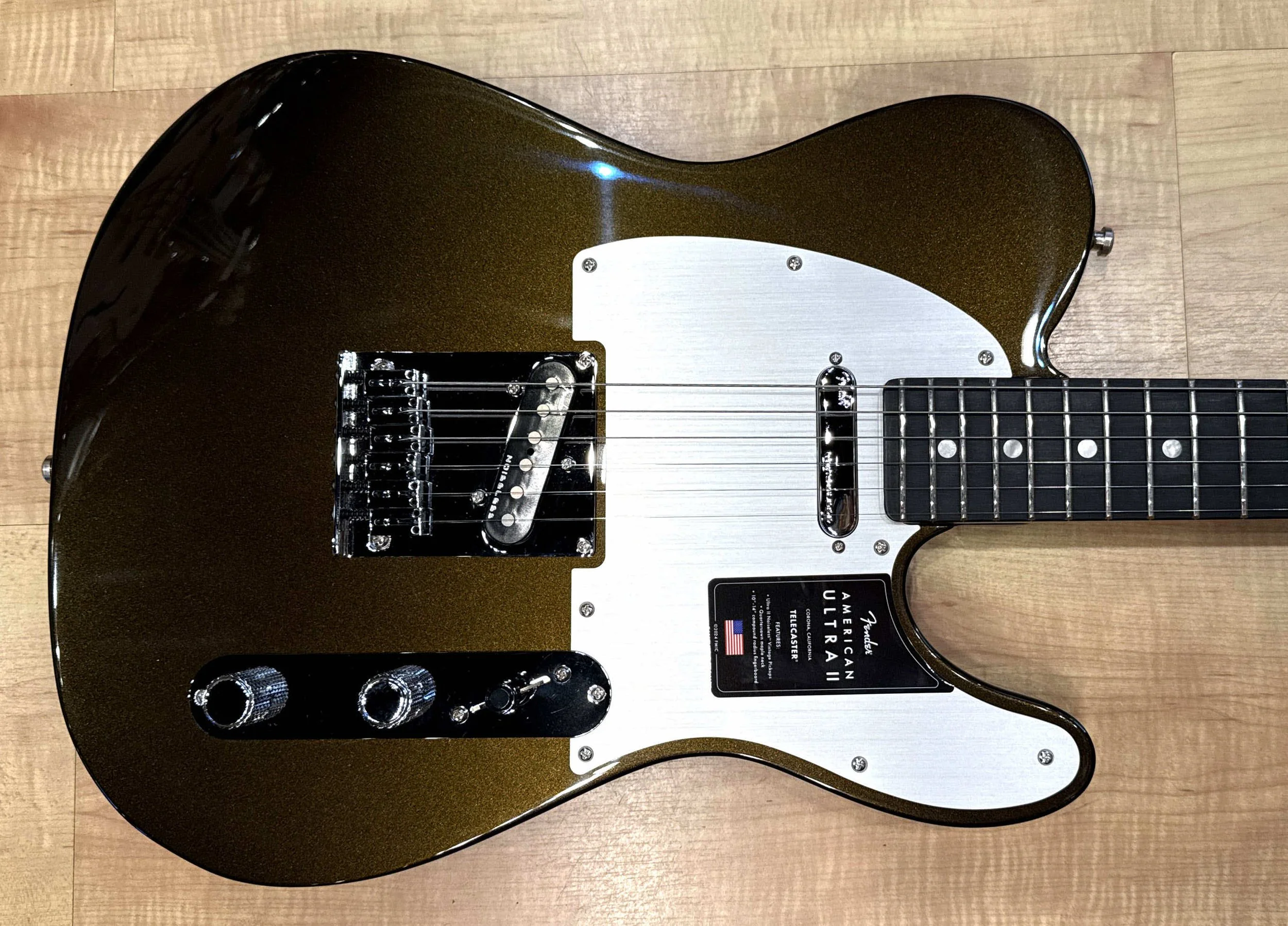 Body of the Fender American Ultra II Telecaster Electric Guitar In Texas Tea
