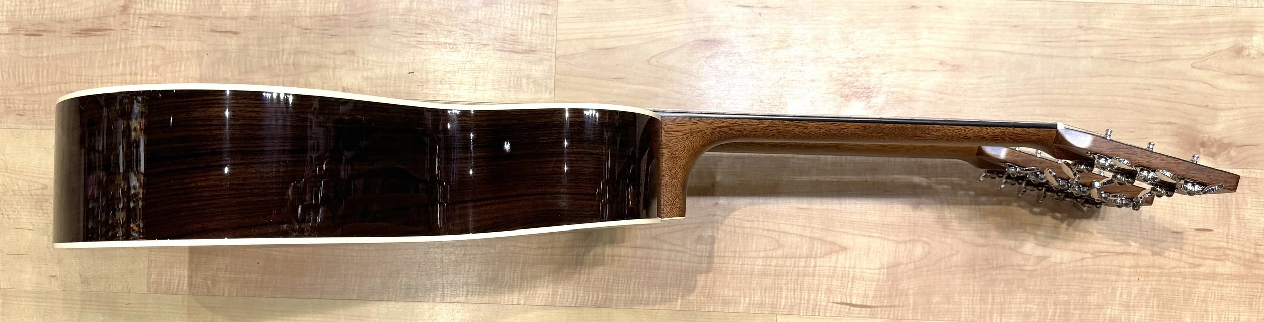 Left side of the Martin Grand J-28E DN 12-String and 6-String Double Neck Acoustic Electric Guitar