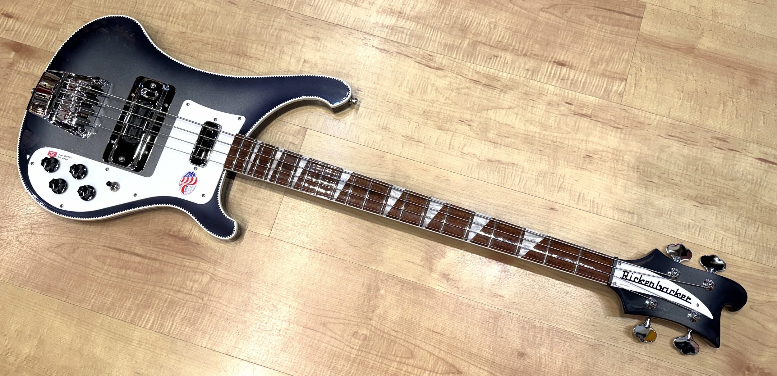 Neck of the 2026 Rickenbacker Fab Gear Limited Edition 4003 Bass in Silverburst
