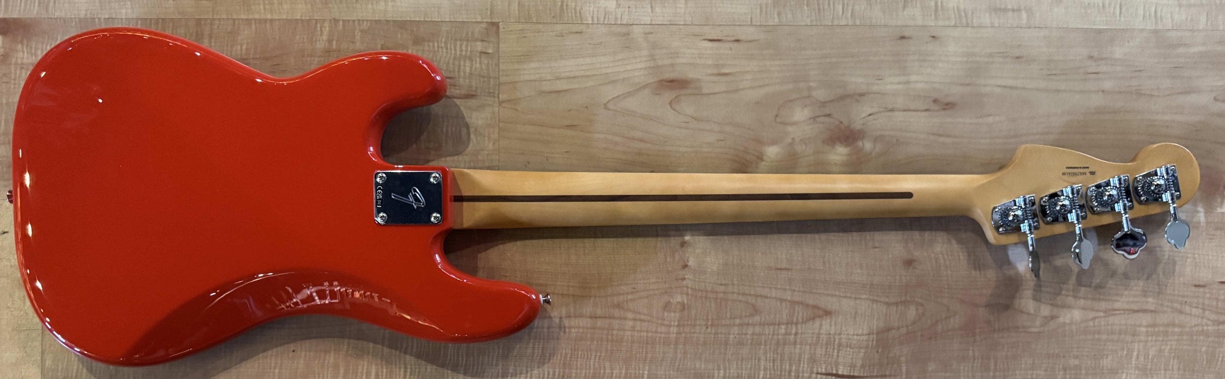 Back of the Fender Player II Precision Bass in Coral Red