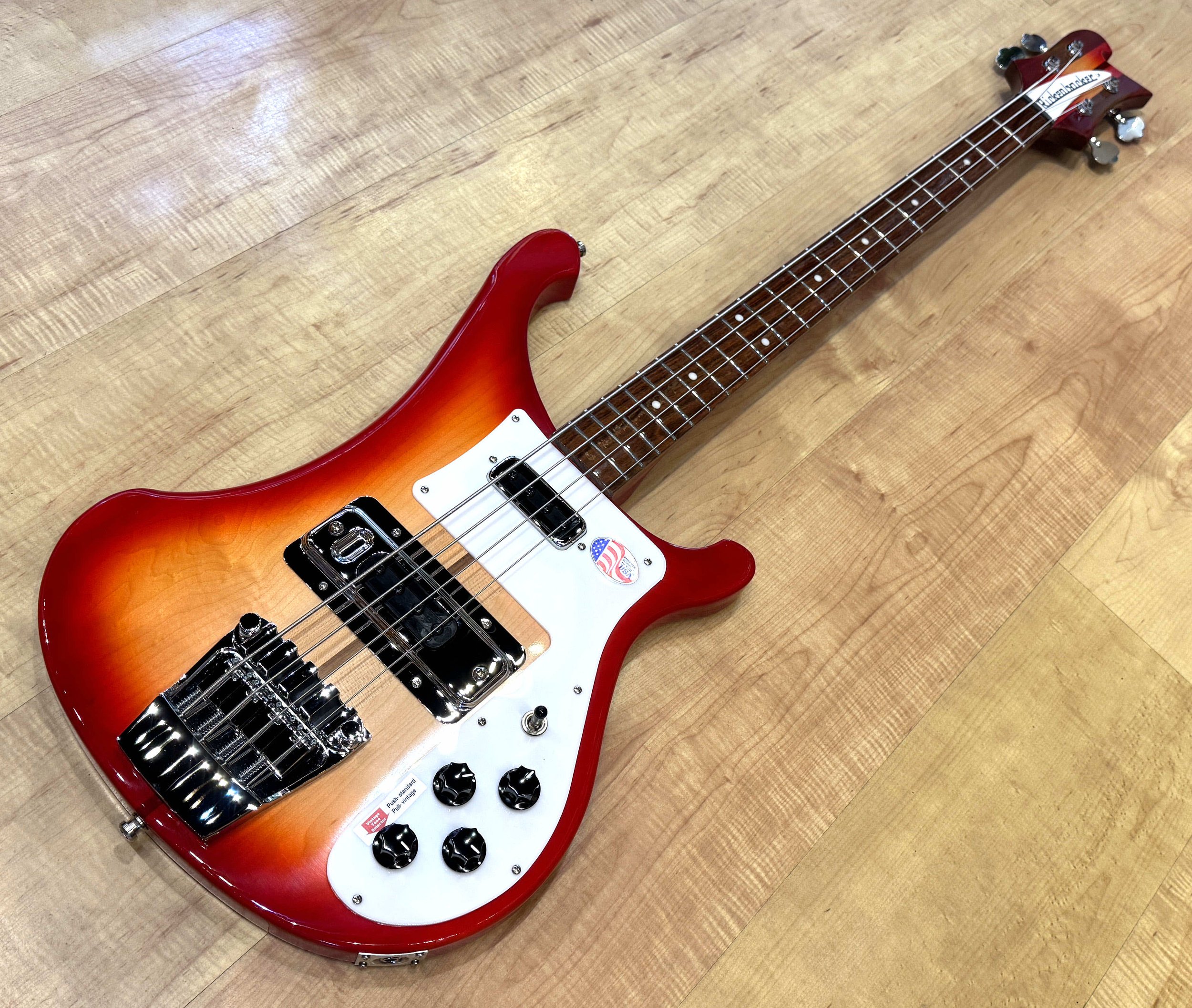 Full view of the Rickenbacker 4003S Bass In FireGlo Sunburst