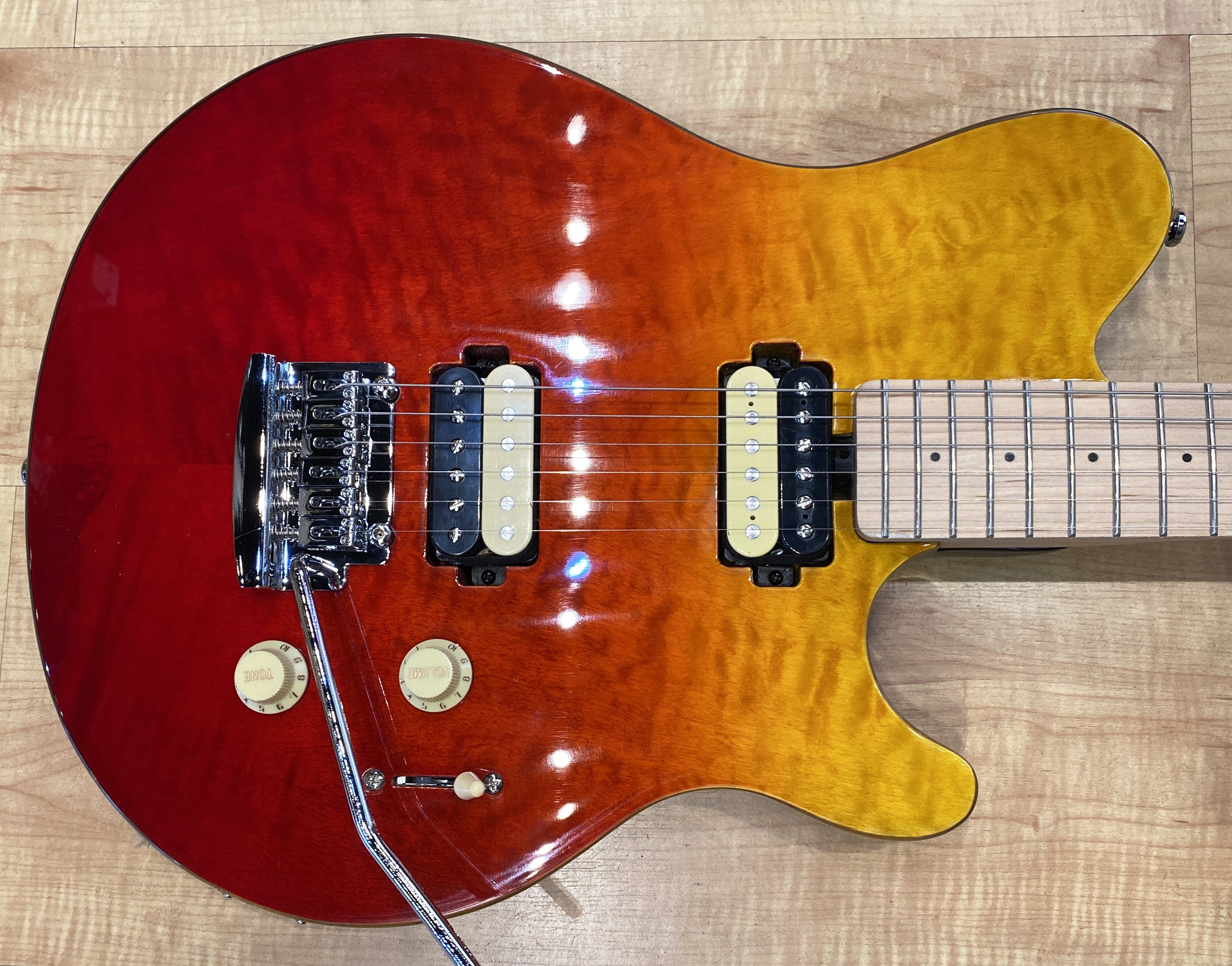 Sterling by Music Man Axis Quilted Maple Electric Guitar (Spectrum Red) —  Andy Babiuk's Fab Gear