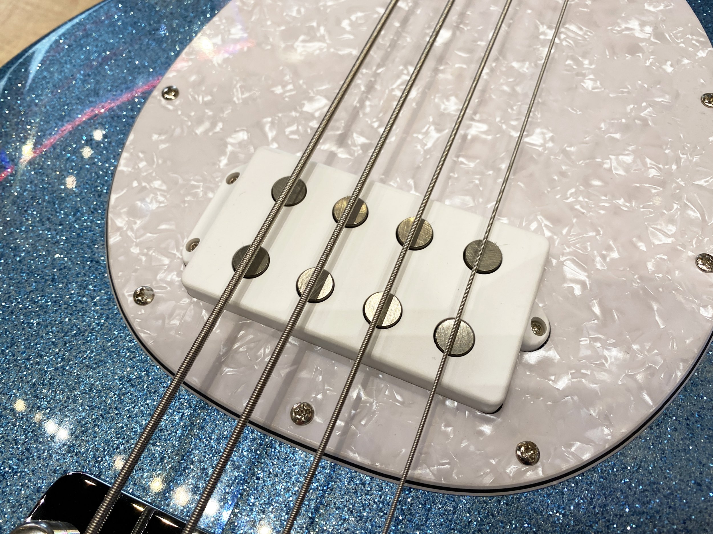 Sterling By Music Man StingRay Ray34 Bass Blue Sparkle — Andy Babiuk's Fab  Gear