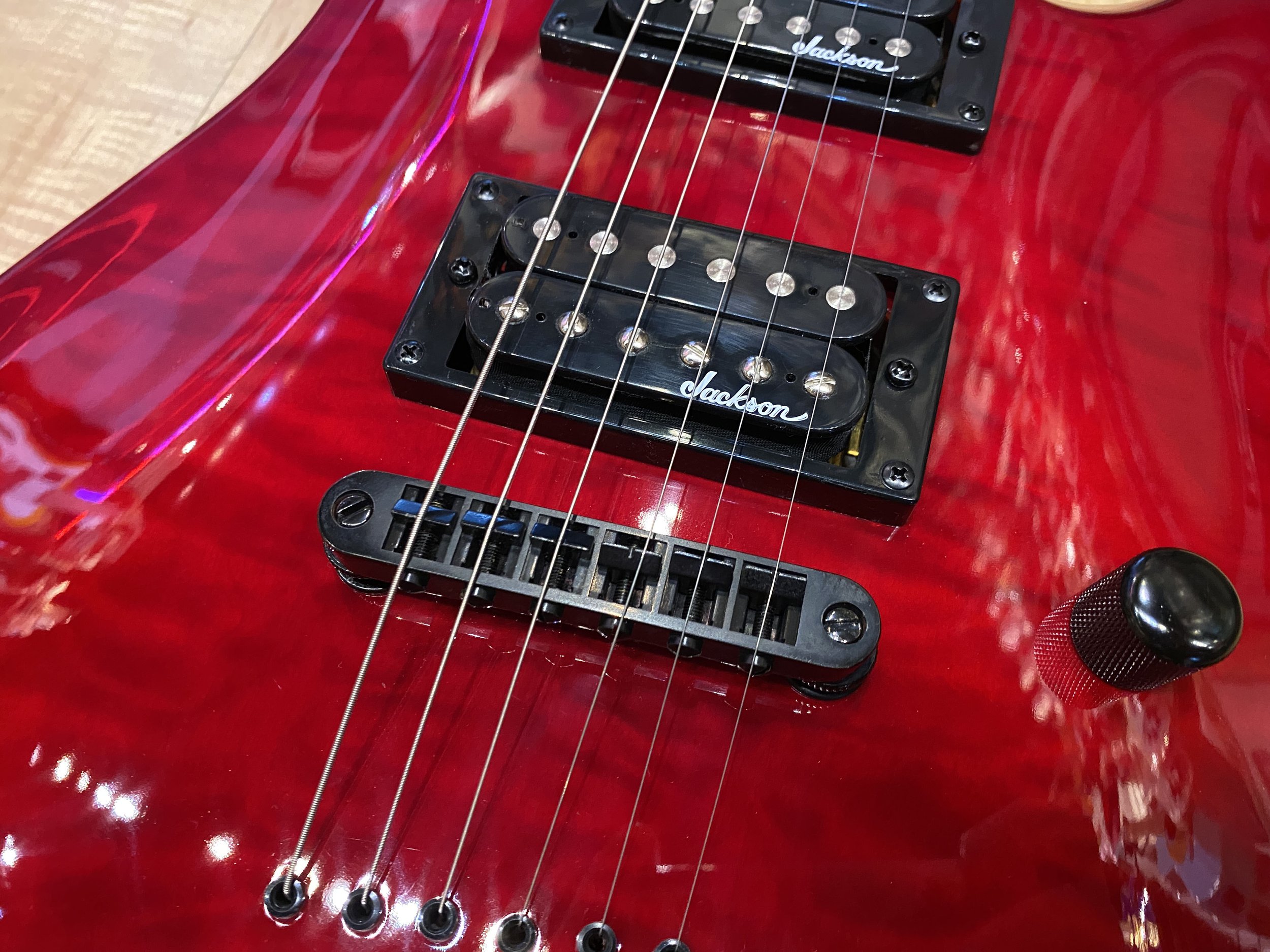 Jackson JS32TQ Dinky DKA Quilt Maple Top Electric Guitar Transparent Red —  Andy Babiuk's Fab Gear