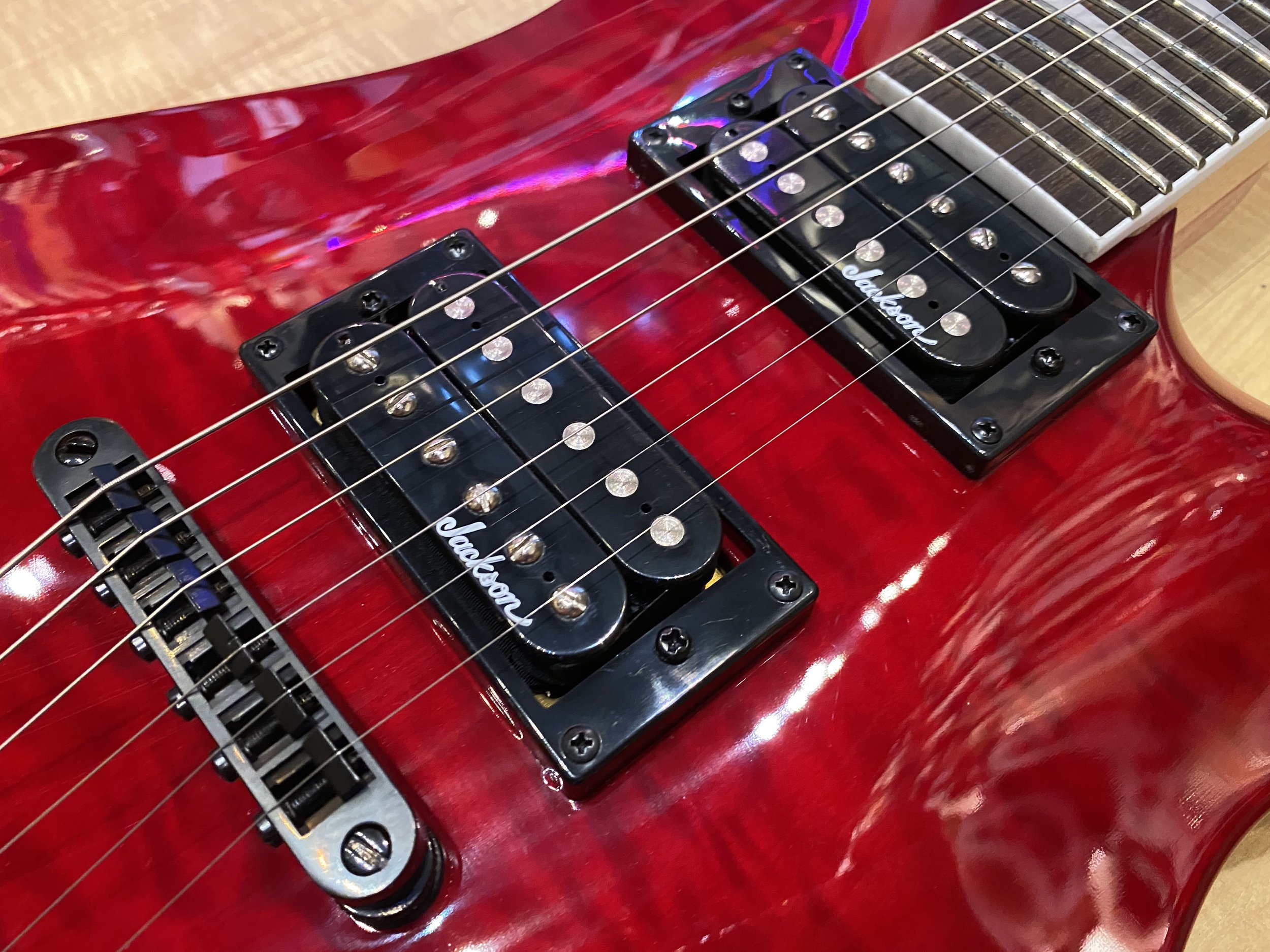 Jackson JS32TQ Dinky DKA Quilt Maple Top Electric Guitar Transparent Red —  Andy Babiuk's Fab Gear