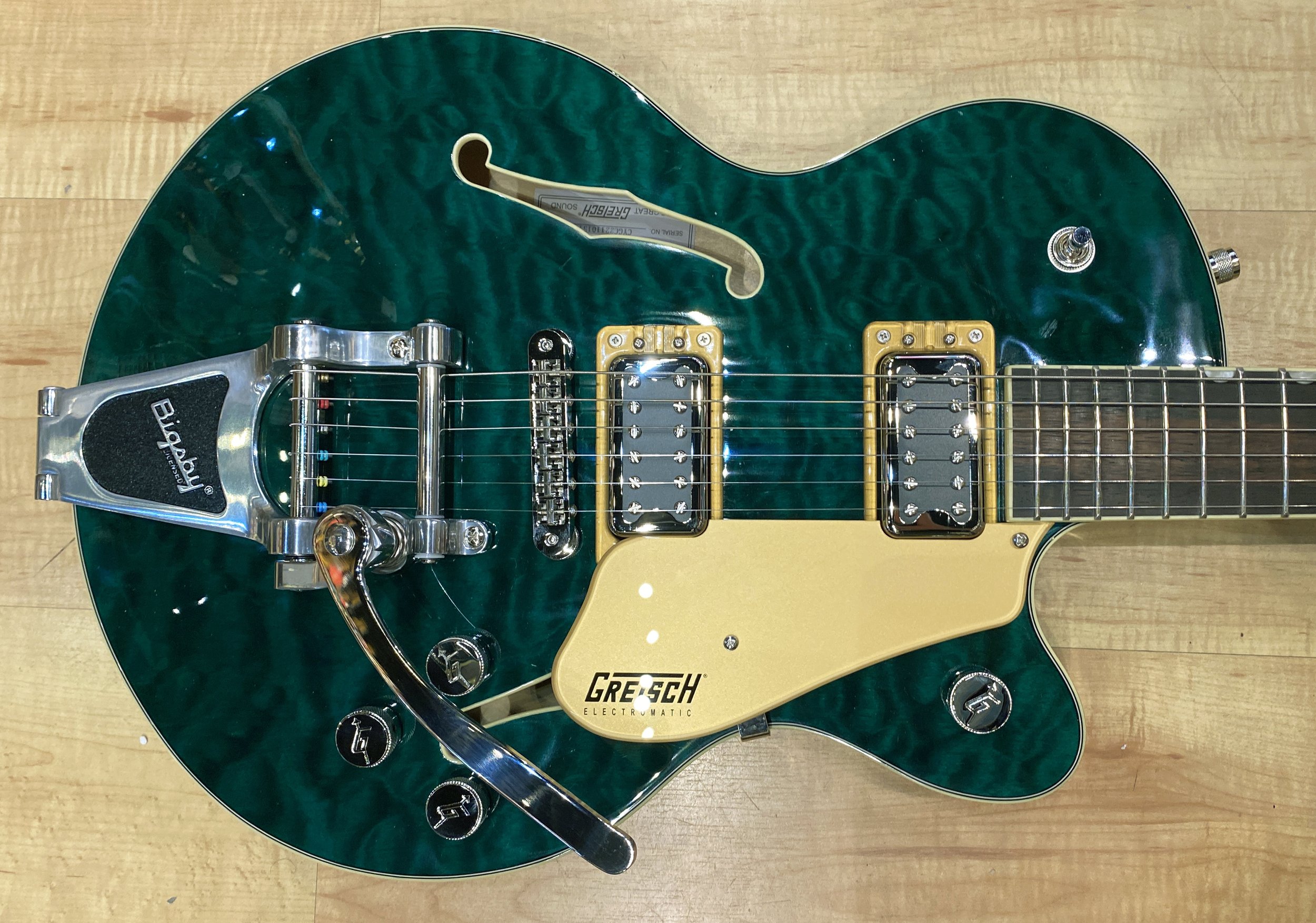 Gretsch G5655T-QM Electromatic Center Block Jr. Single-Cut Quilted Maple  with Bigsby Mariana Green — Andy Babiuk's Fab Gear