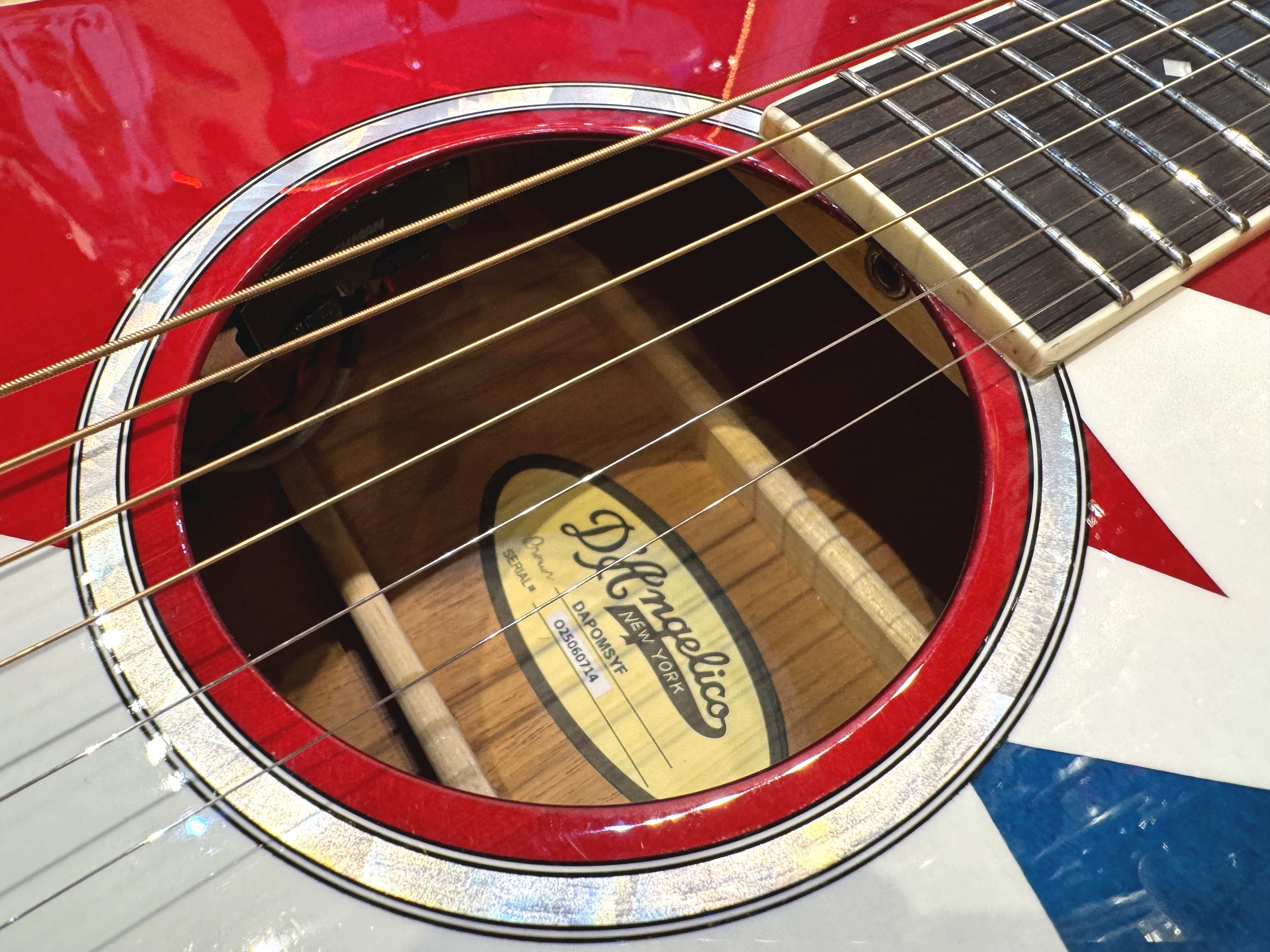 Soundhole of the D'Angelico Grateful Dead Tammany Acoustic Electric Guitar