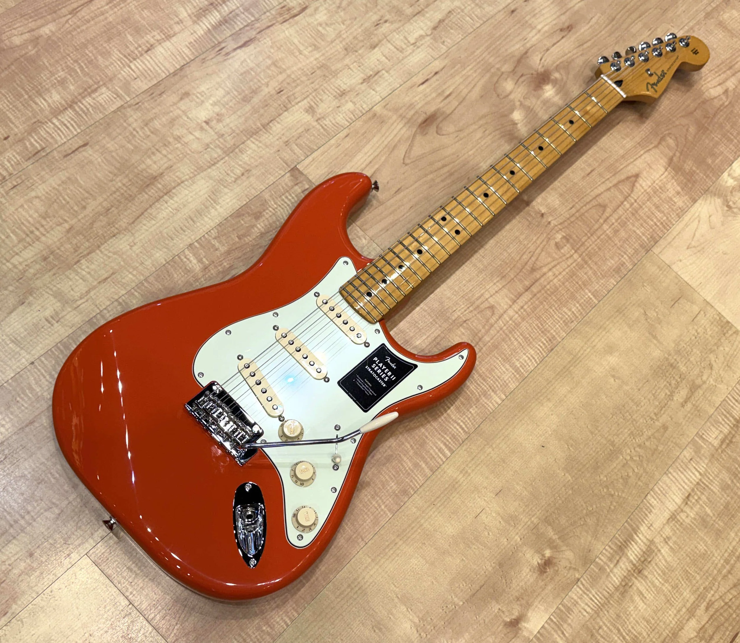 Full view of the Fender Player II Stratocaster Electric Guitar In Rallye Orange