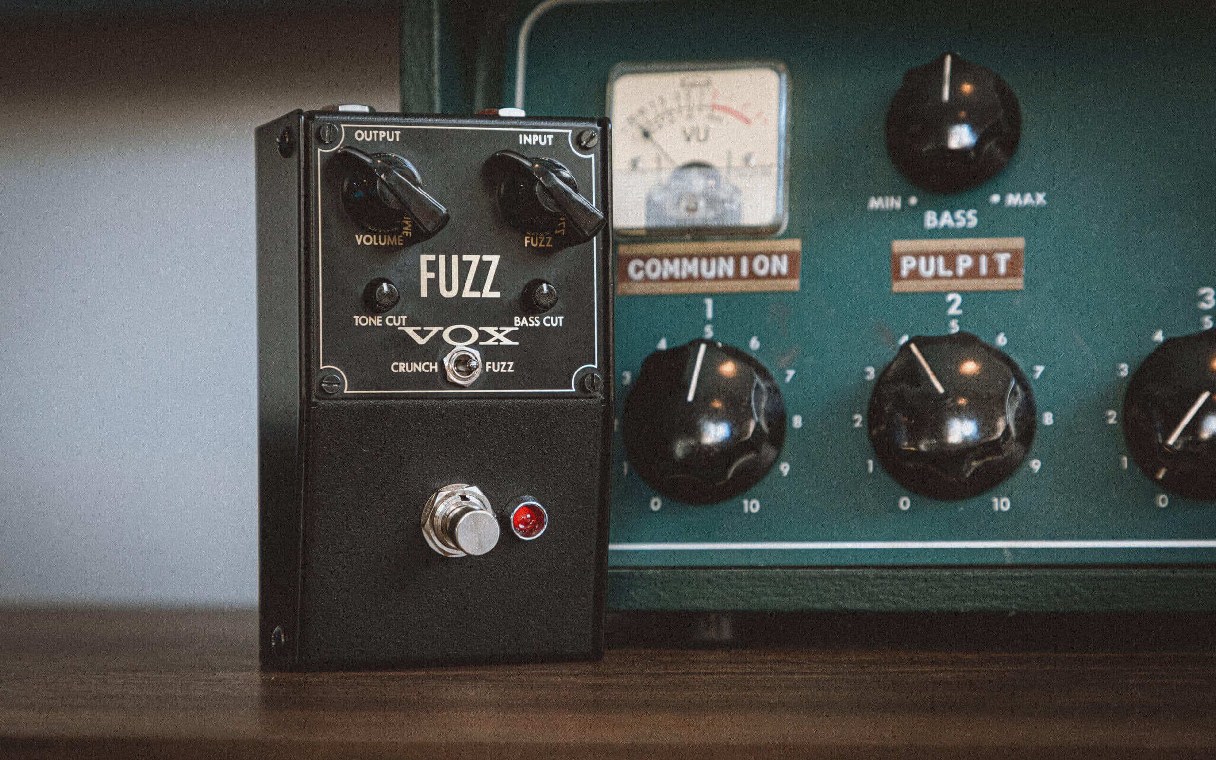 VOX VFZ-1 Fuzz & Treble Booster Pedal on a counter