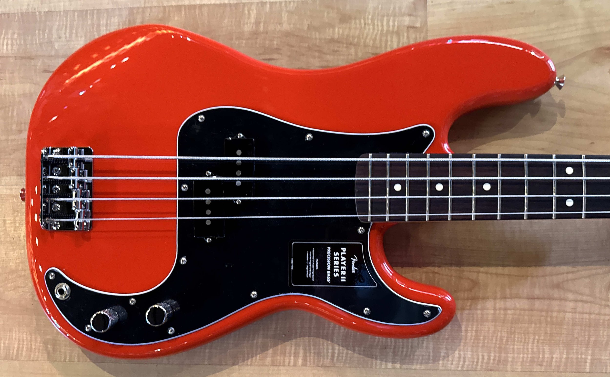 Body of the Fender Player II Precision Bass in Coral Red