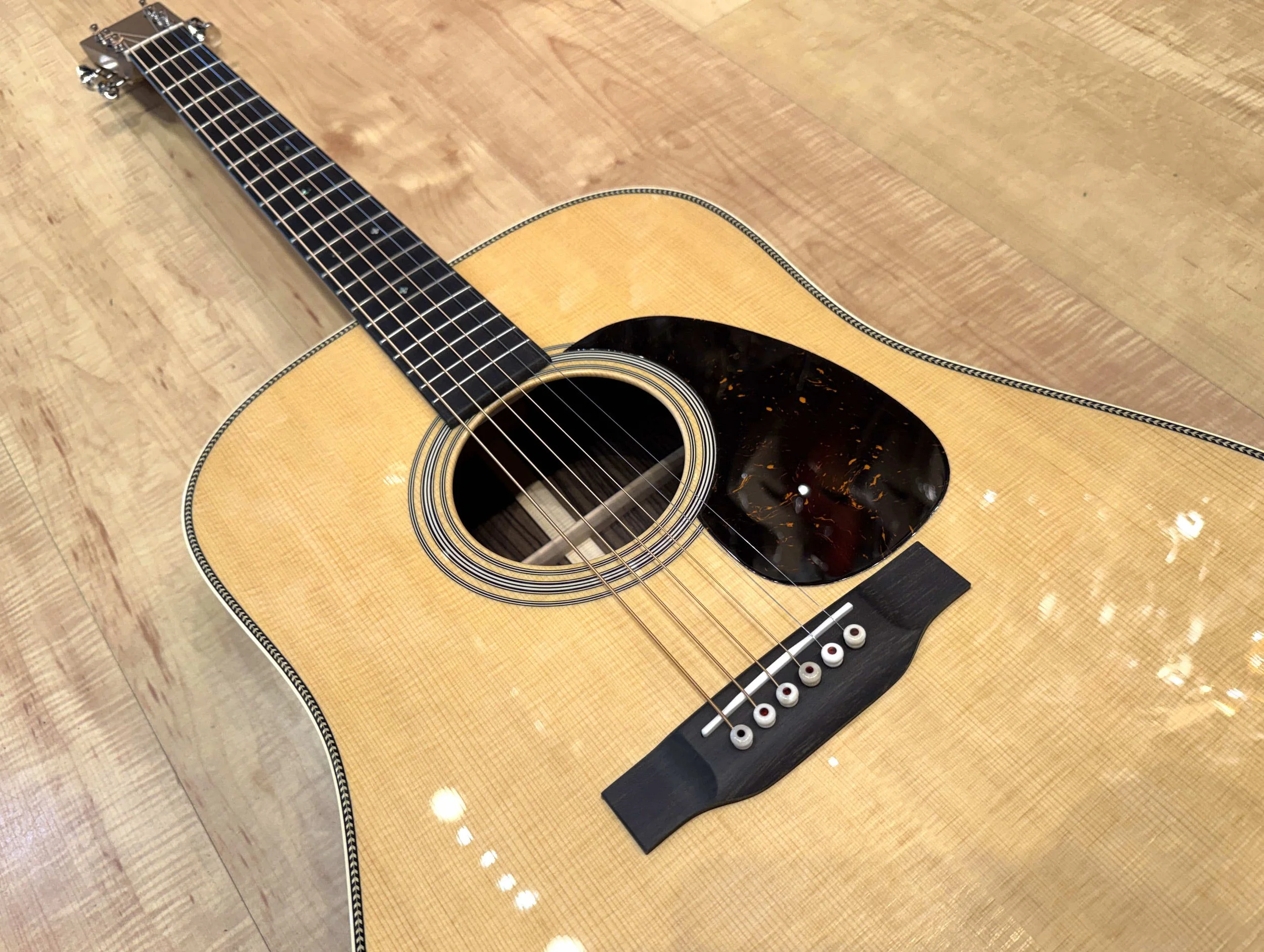 Bridge of the Martin Standard Series Super HD-28 Large-Body Dreadnought Acoustic Guitar