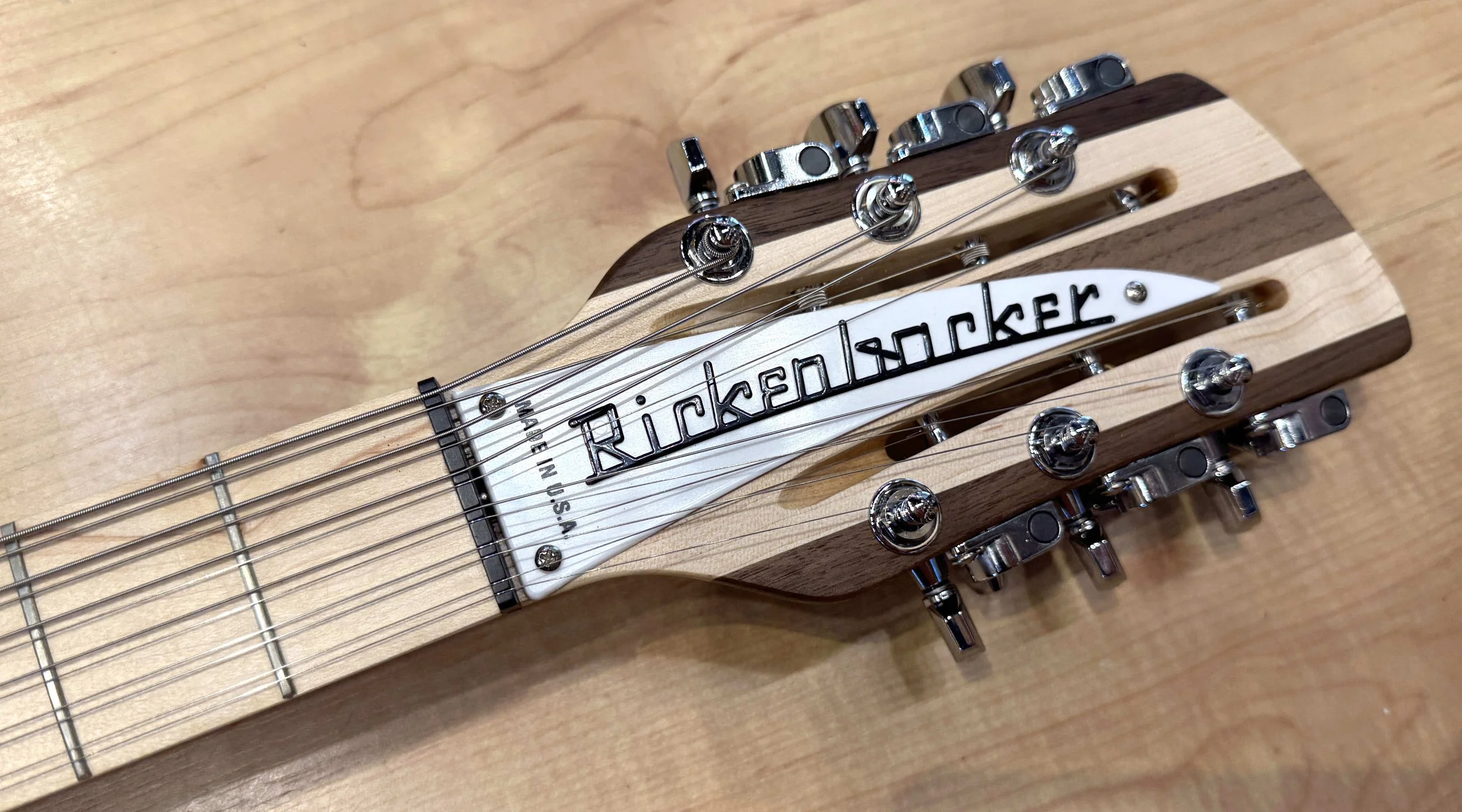 Headstock of the Rickenbacker 330/12W 12-String Electric Guitar In Walnut