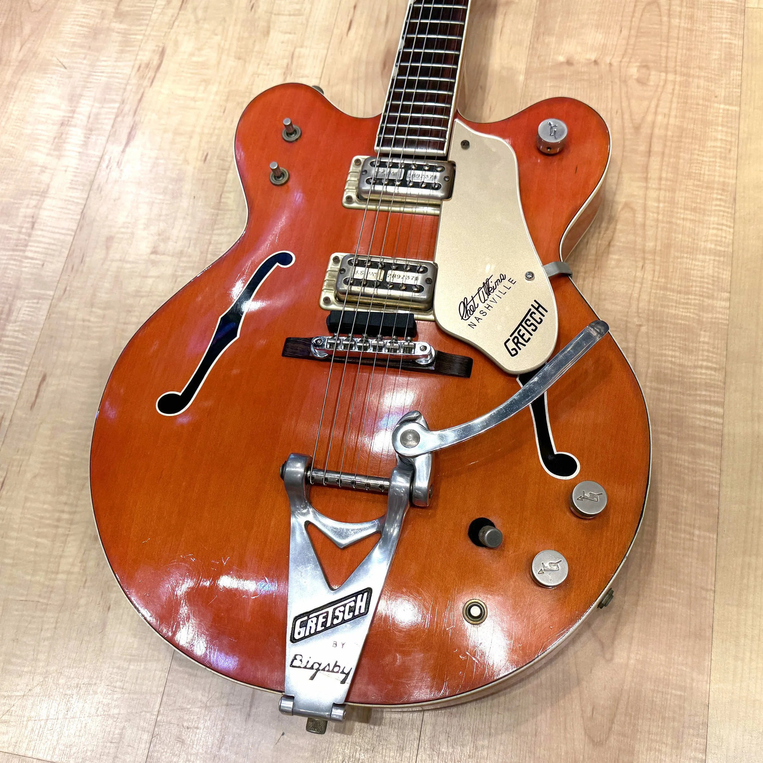 Gretsch 6120 Chet Atkins Hollowbody Double-Cut Electric Guitar with Bigsby (Western Orange) - Vintage 1967