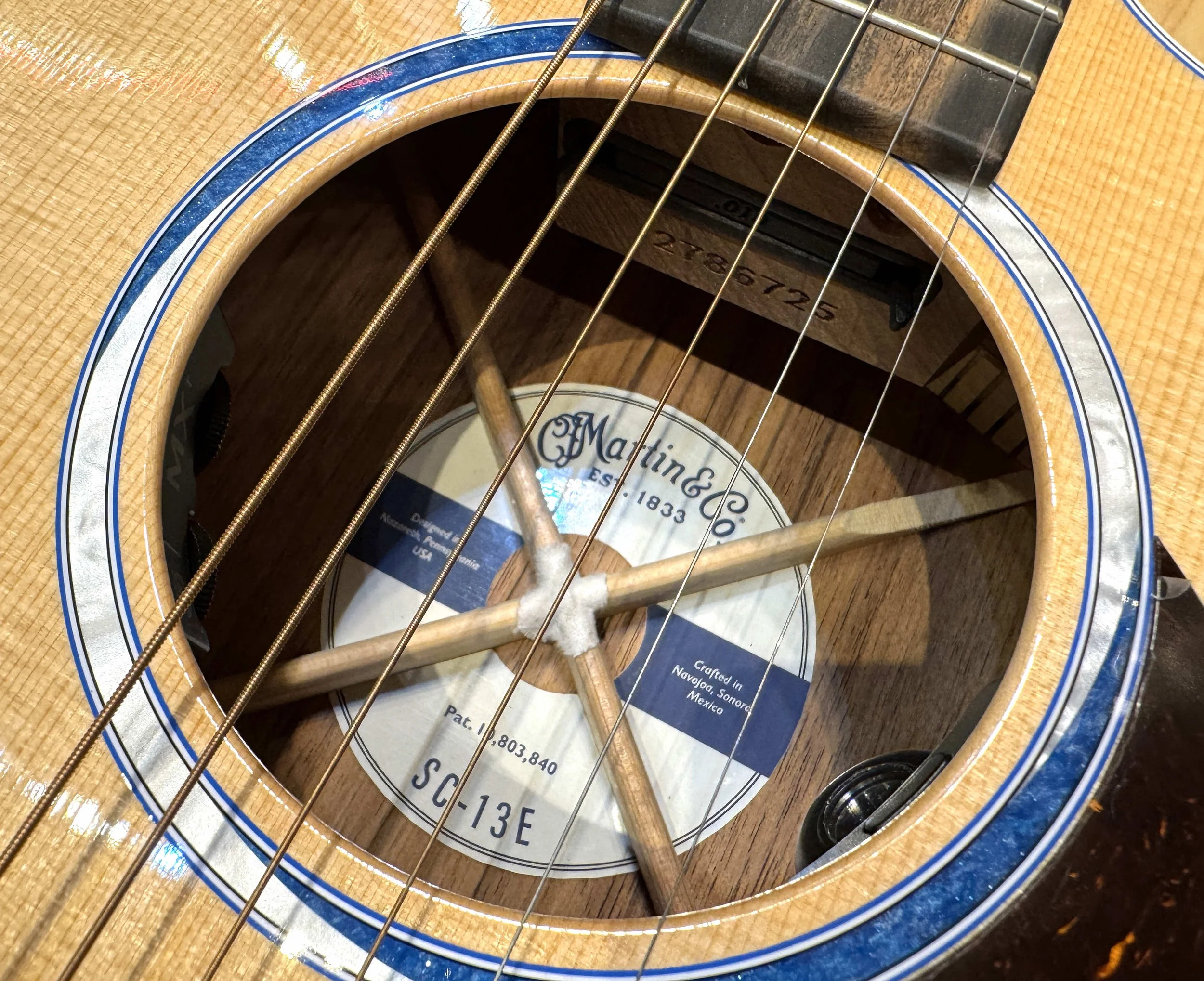 Soundhole of the Martin Road Series SC-13E Acoustic-Electric Guitar (Previous Model)