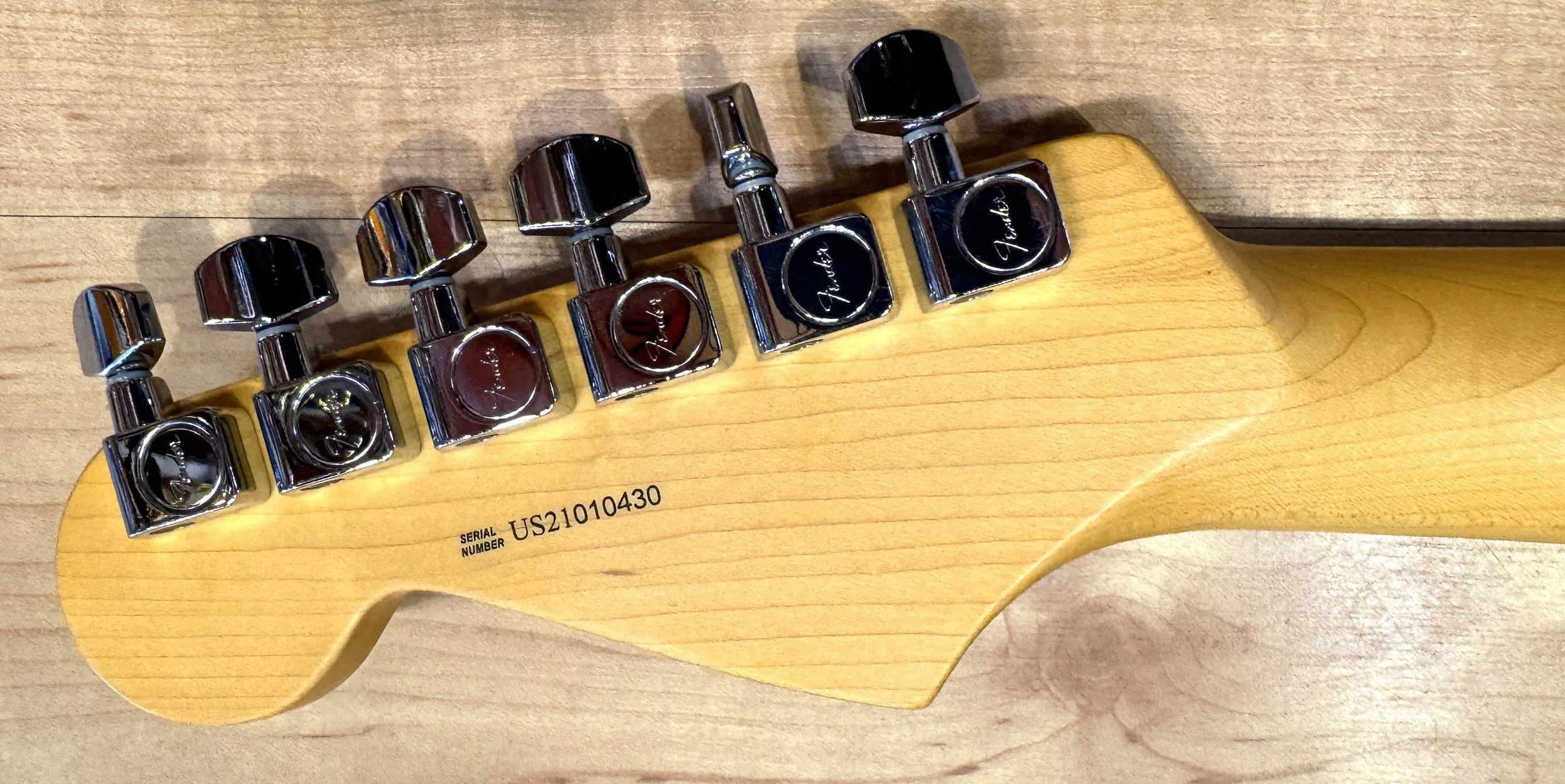 Tuners of the Fender American Professional II Stratocaster Electric Guitar In Dark Night