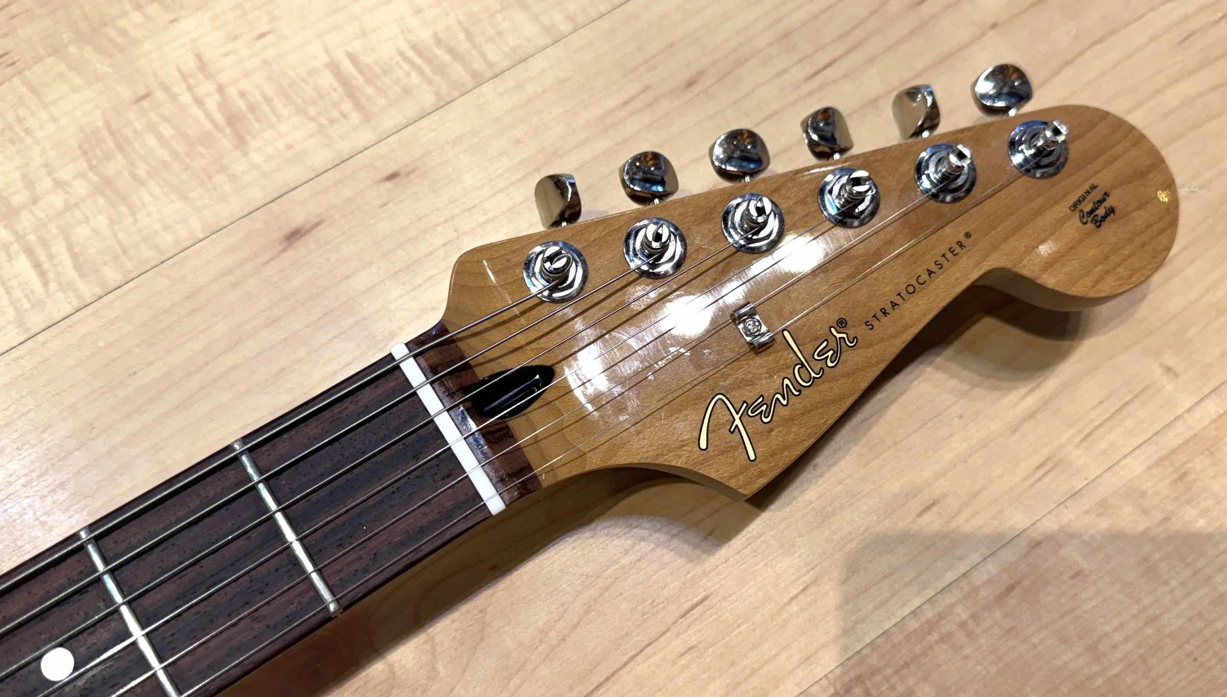 Headstock of the Fender Limited Edition Player II Stratocaster Rosewood Fingerboard In Sonic Blue