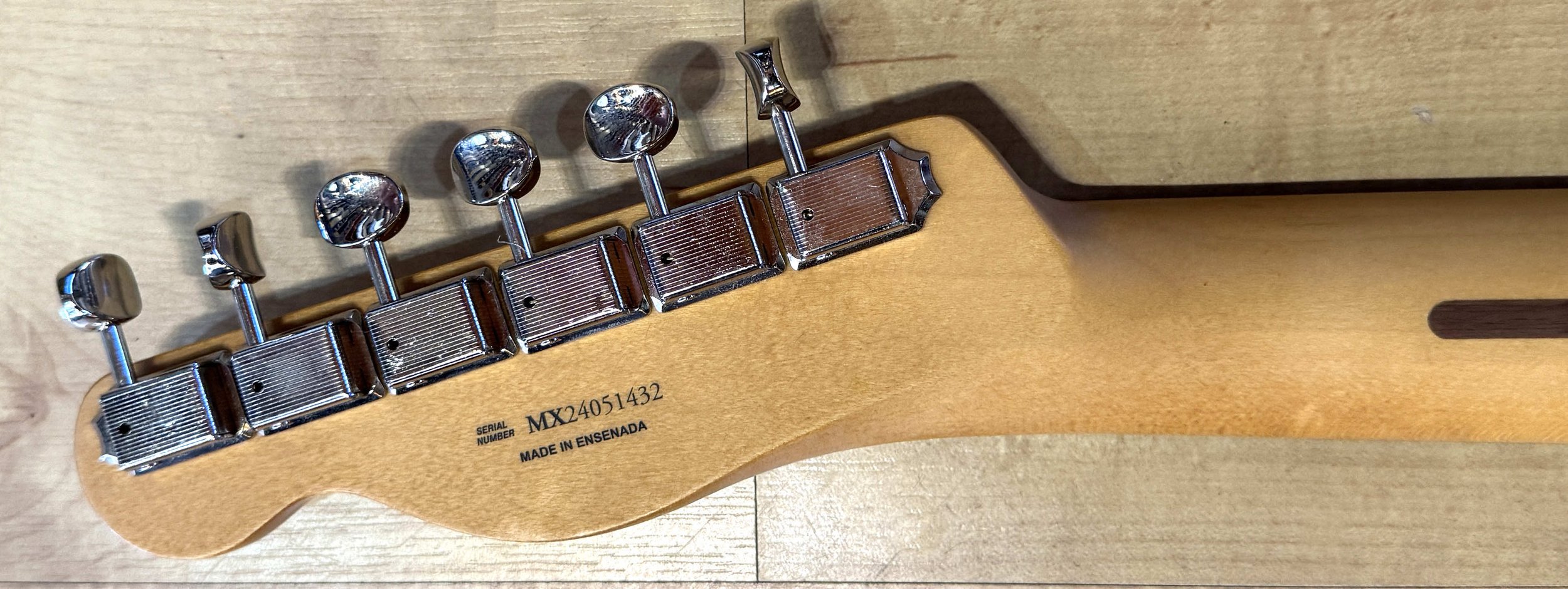 Tuners of the Fender Player II Telecaster Chambered Electric Guitar In Transparent Cherry