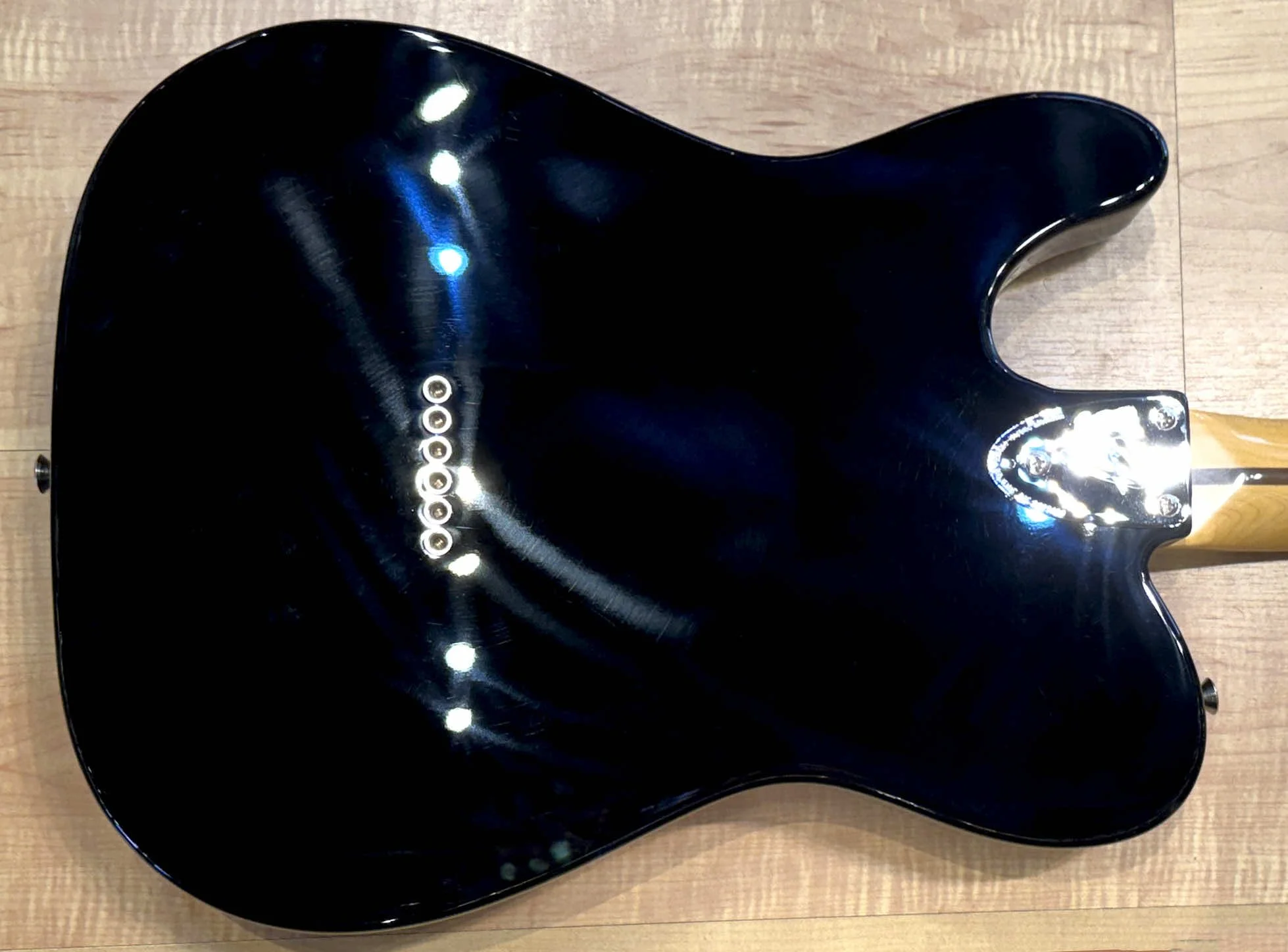 Back of the body of the Fender American Vintage II 1977 Telecaster Custom In Black