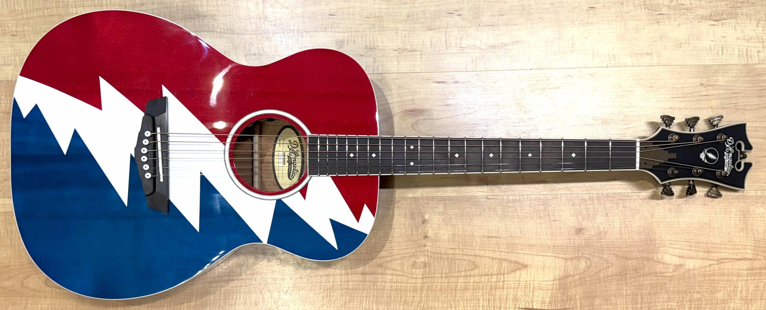 Front of the D'Angelico Grateful Dead Tammany Acoustic Electric Guitar