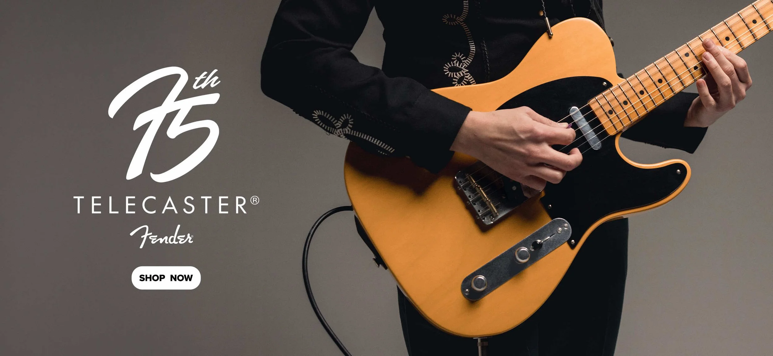 This image advertises the 75th anniversary of the telecaster