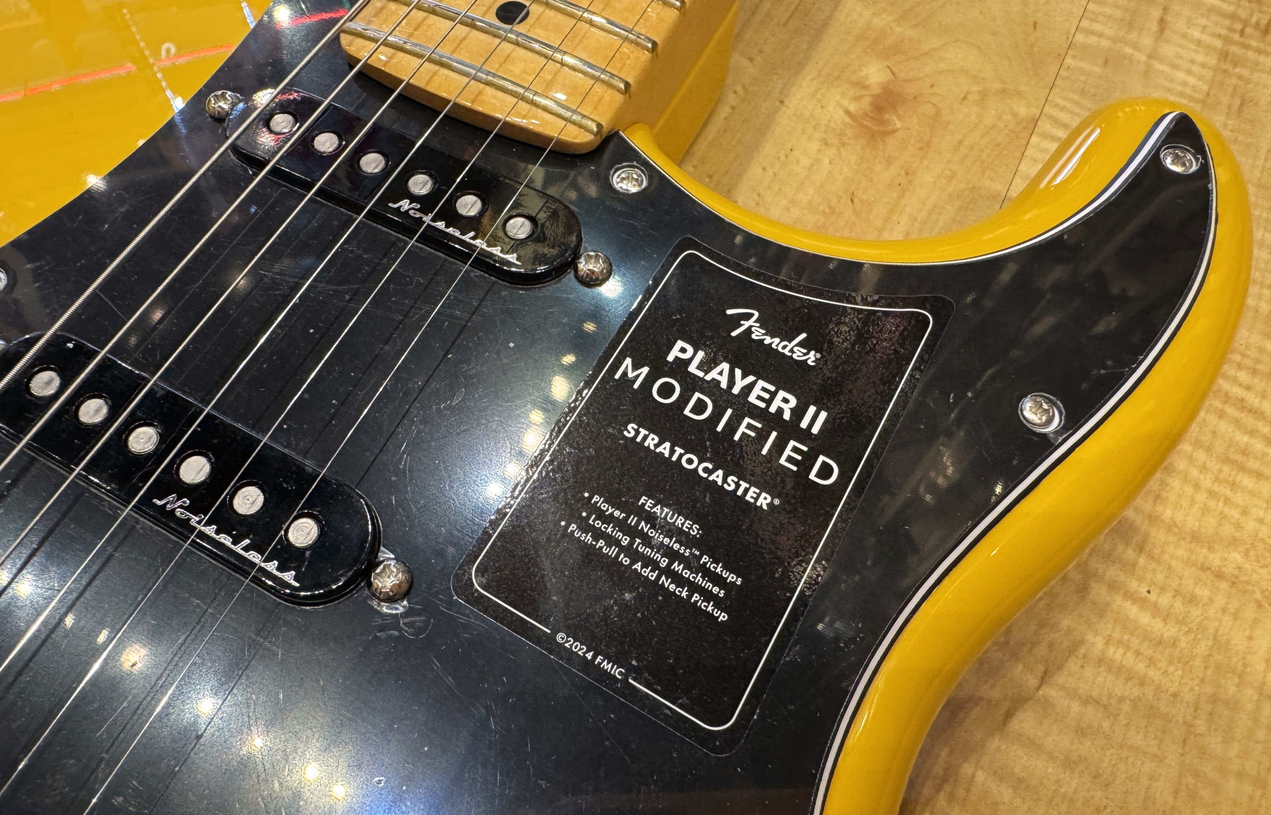 Pickups of the Fender Player II Modified Stratocaster Electric Guitar In Sunshine Yellow