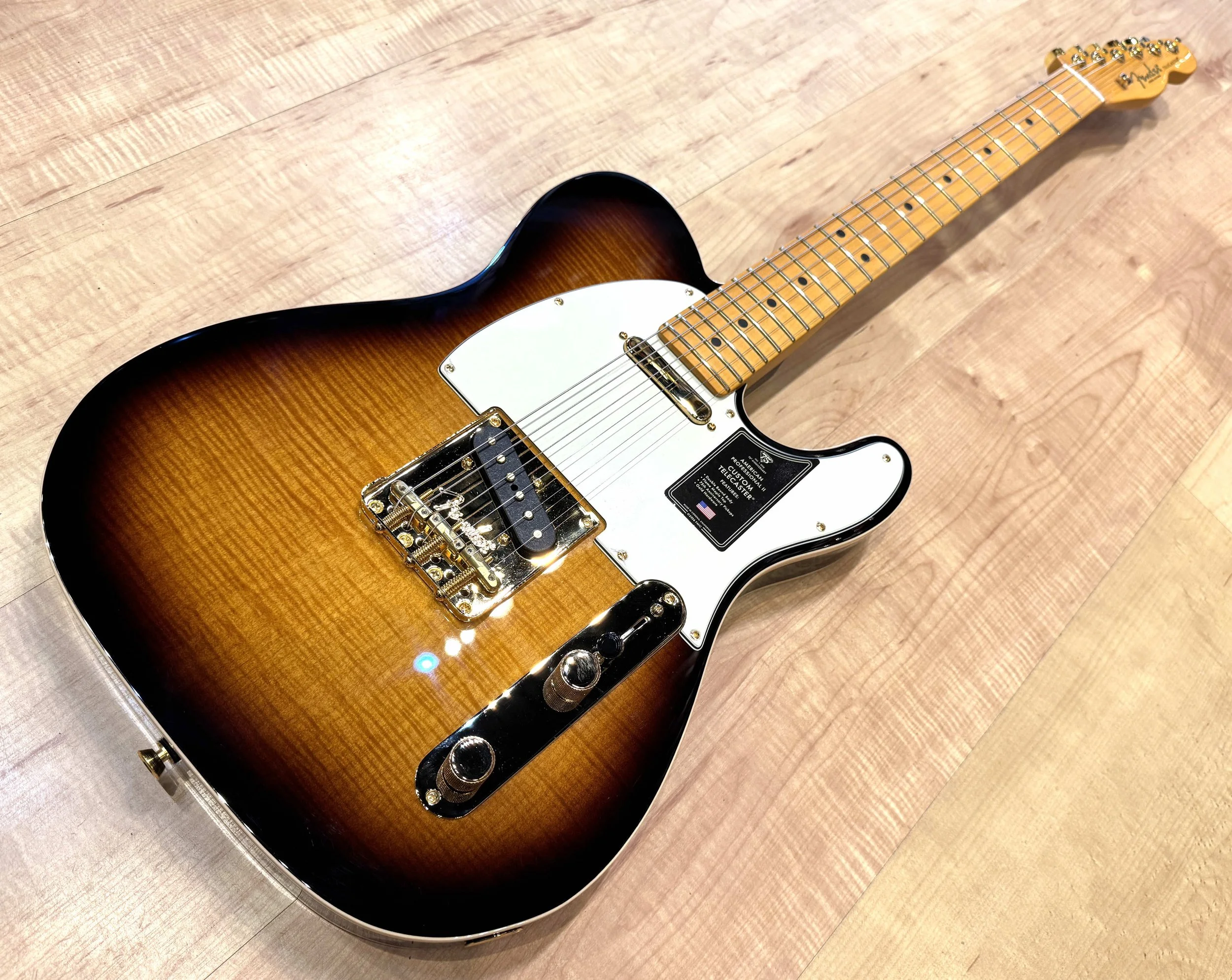 Full view of the Fender 75th Anniversary American Professional Custom Telecaster Flametop In 2-Color Sunburst