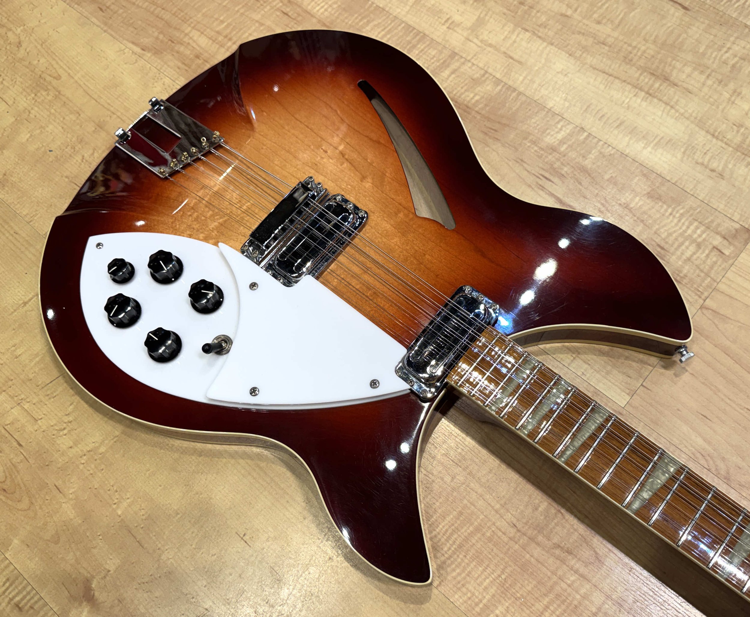 Pickguard of the Rickenbacker 360/12V64 Reissue 12-String Electric Guitar In FireGlo Vintage 1987