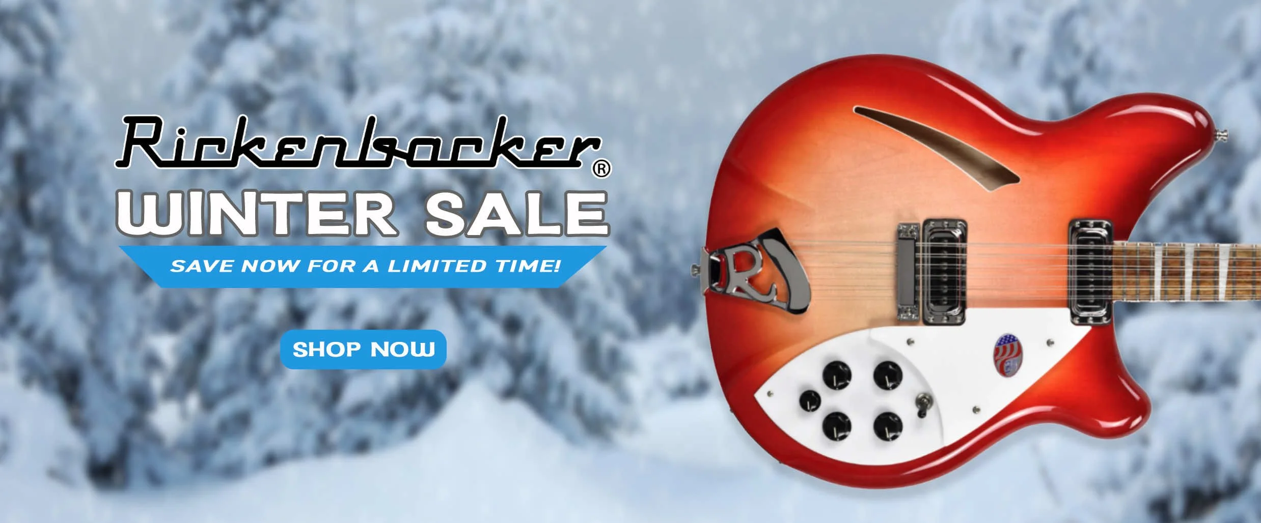 This advertises that Rickenbacker guitars are on sale