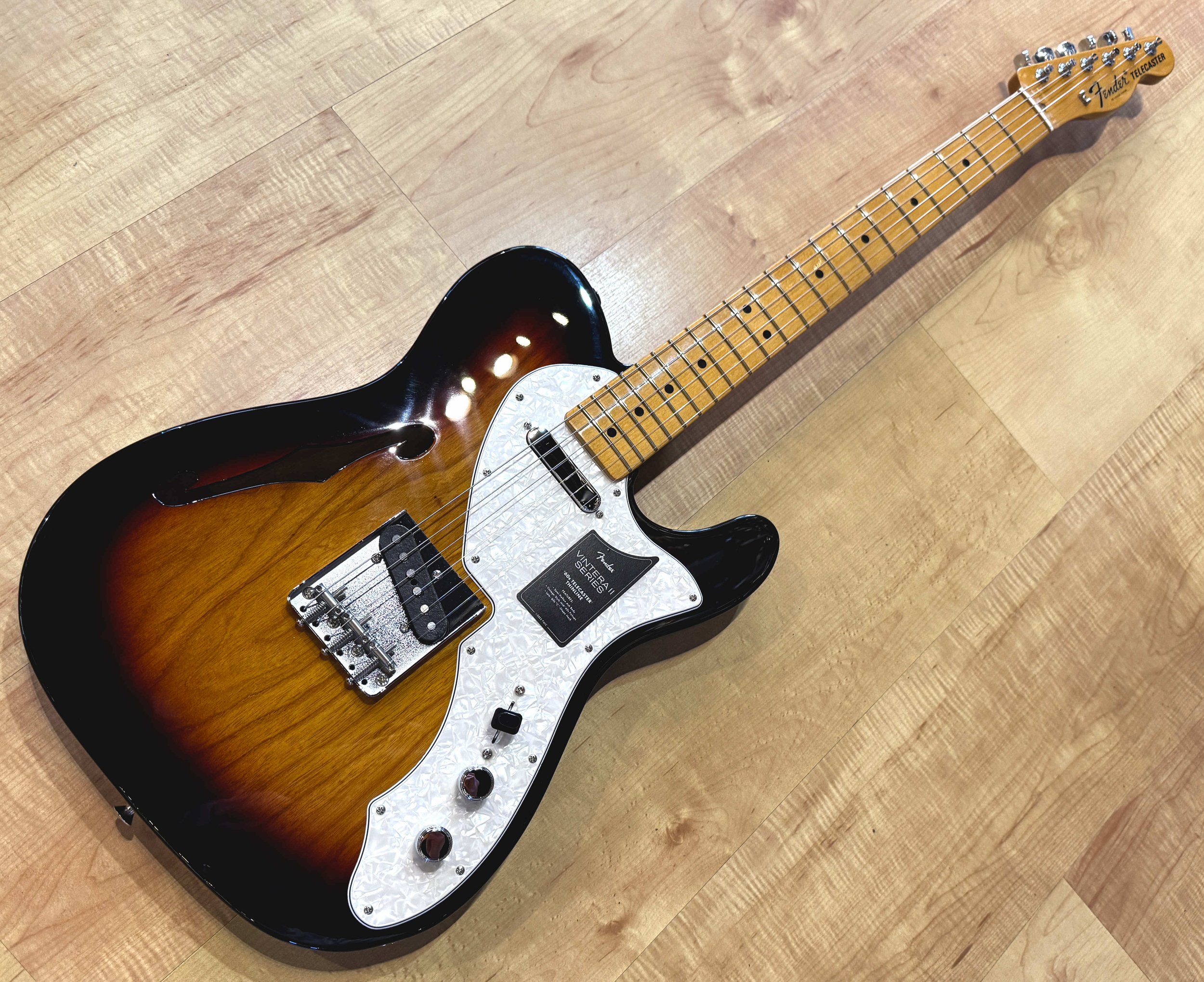 Full view of the Fender Vintera II '60s Telecaster Thinline Semi-Hollow Electric Guitar 3-Color Sunburst Serial Number MX23041293
